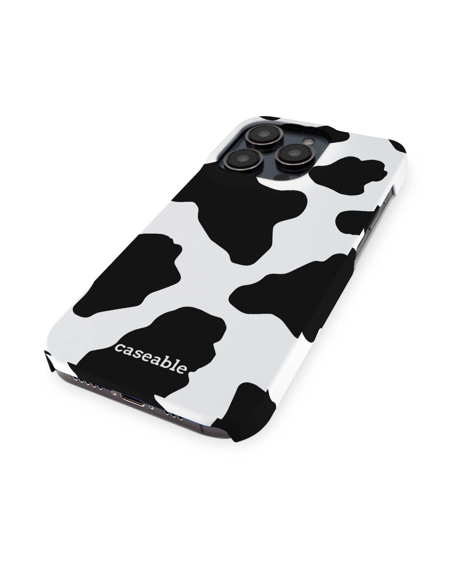 Cow Print 2 Hard Shell Phone Case for Apple iPhone 14 Pro: Perspective view