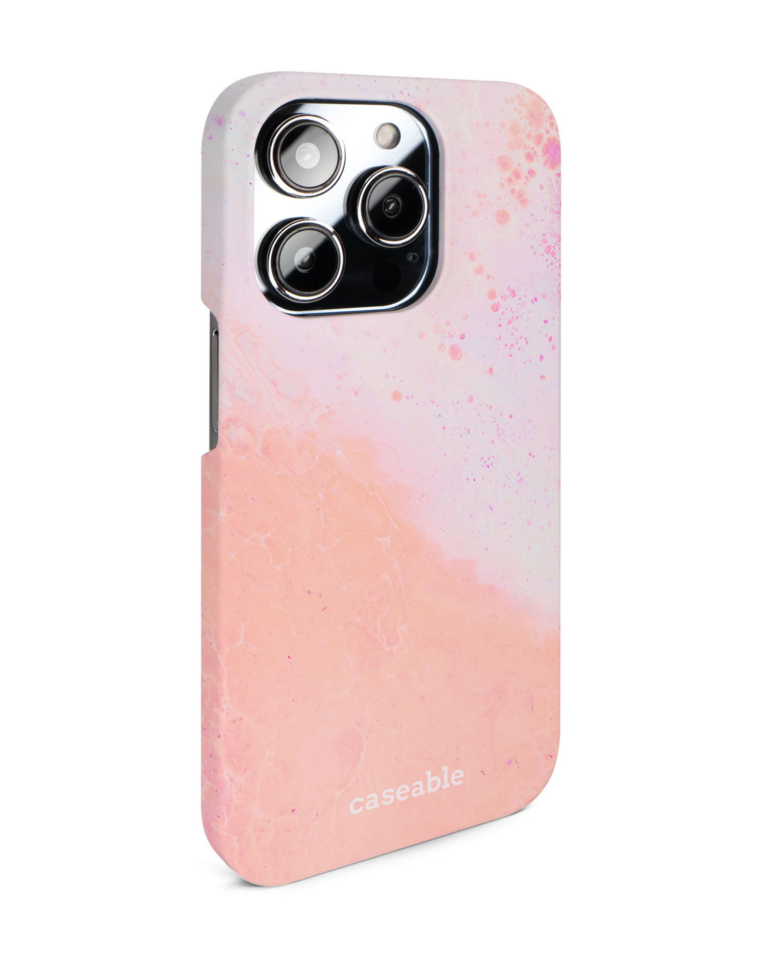 Peaches & Cream Marble Hard Shell Phone Case for Apple iPhone 14 Pro: View from the left side