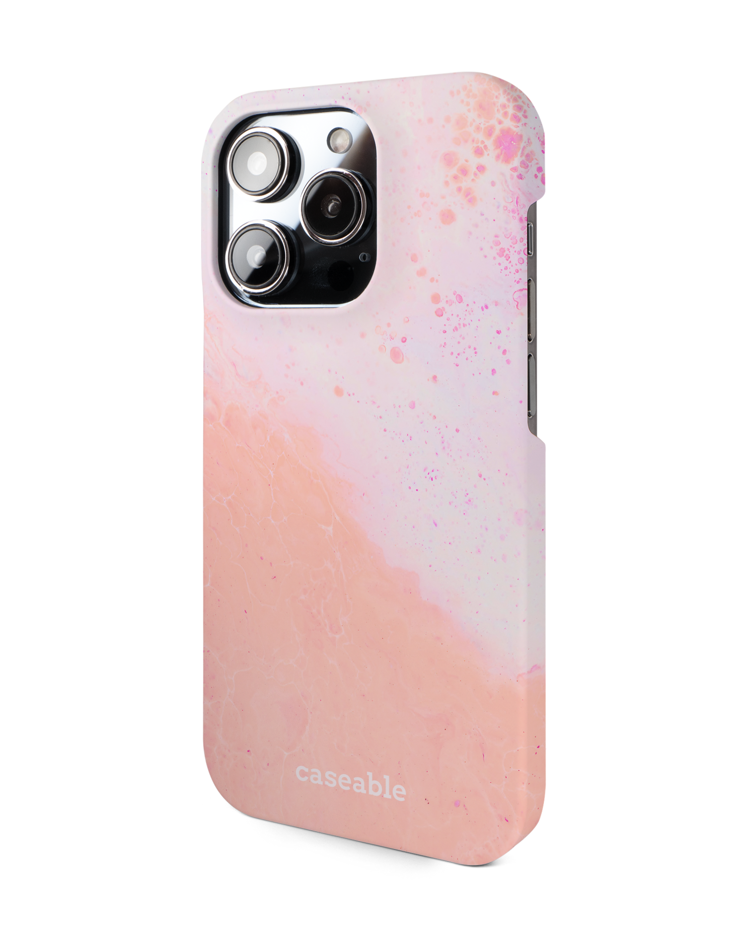 Peaches & Cream Marble Hard Shell Phone Case for Apple iPhone 14 Pro: View from the right side