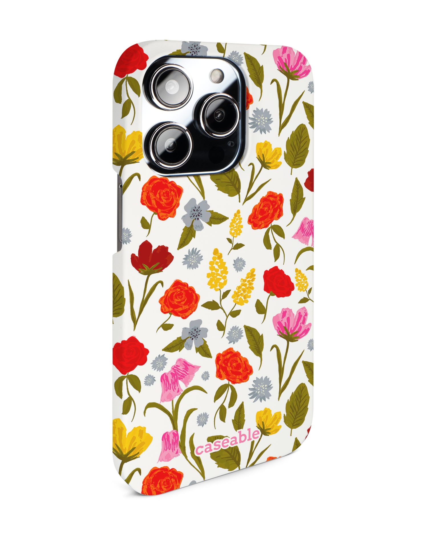 Botanical Beauties Hard Shell Phone Case for Apple iPhone 14 Pro: View from the left side