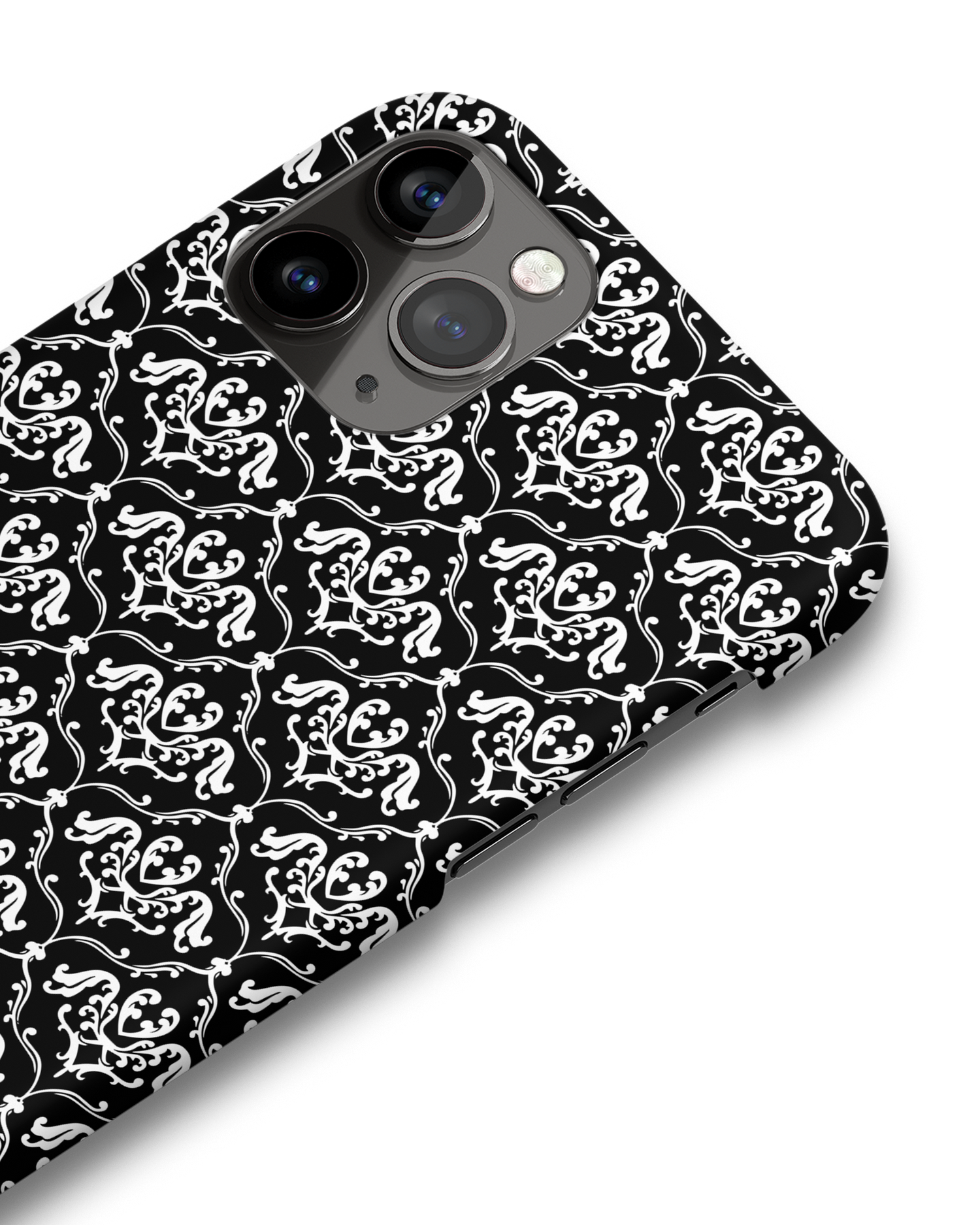 Black French Lillies Hard Shell Phone Case Apple iPhone 11 Pro: Detail Shot