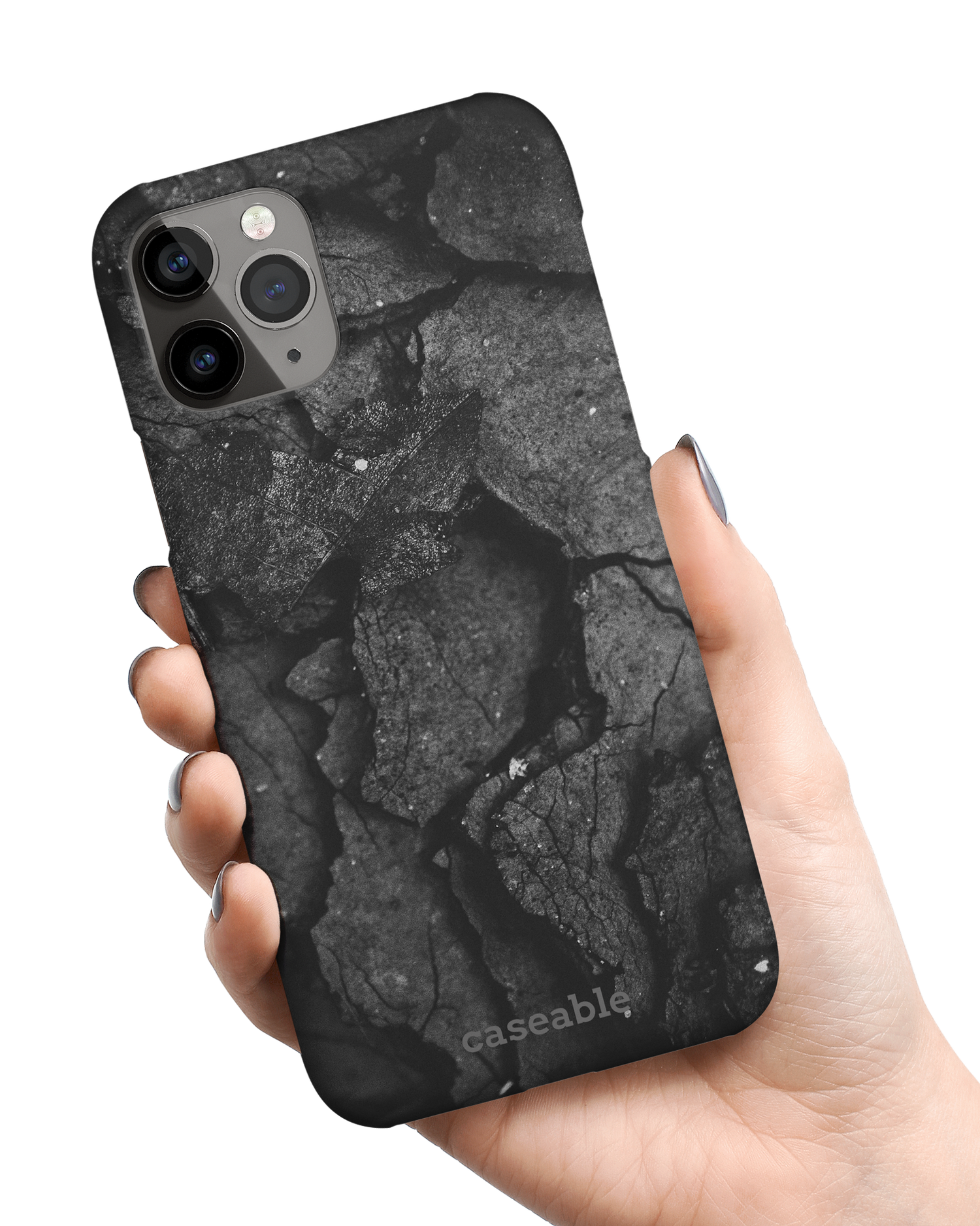 Carbon Hard Shell Phone Case Apple iPhone 11 Pro held in hand