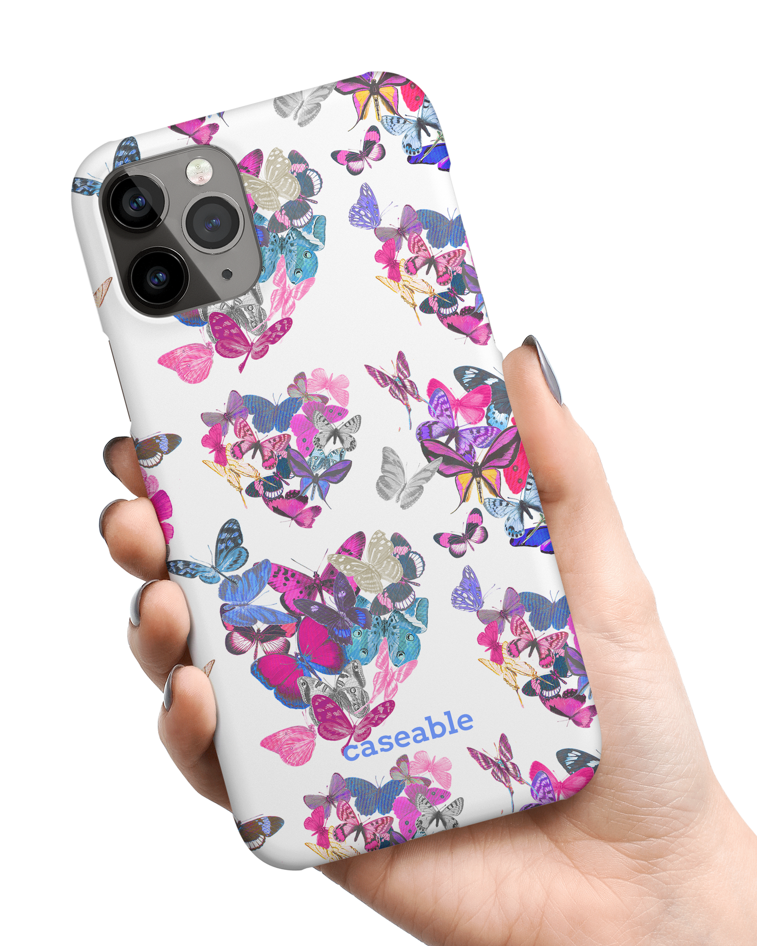Butterfly Love Hard Shell Phone Case Apple iPhone 11 Pro held in hand