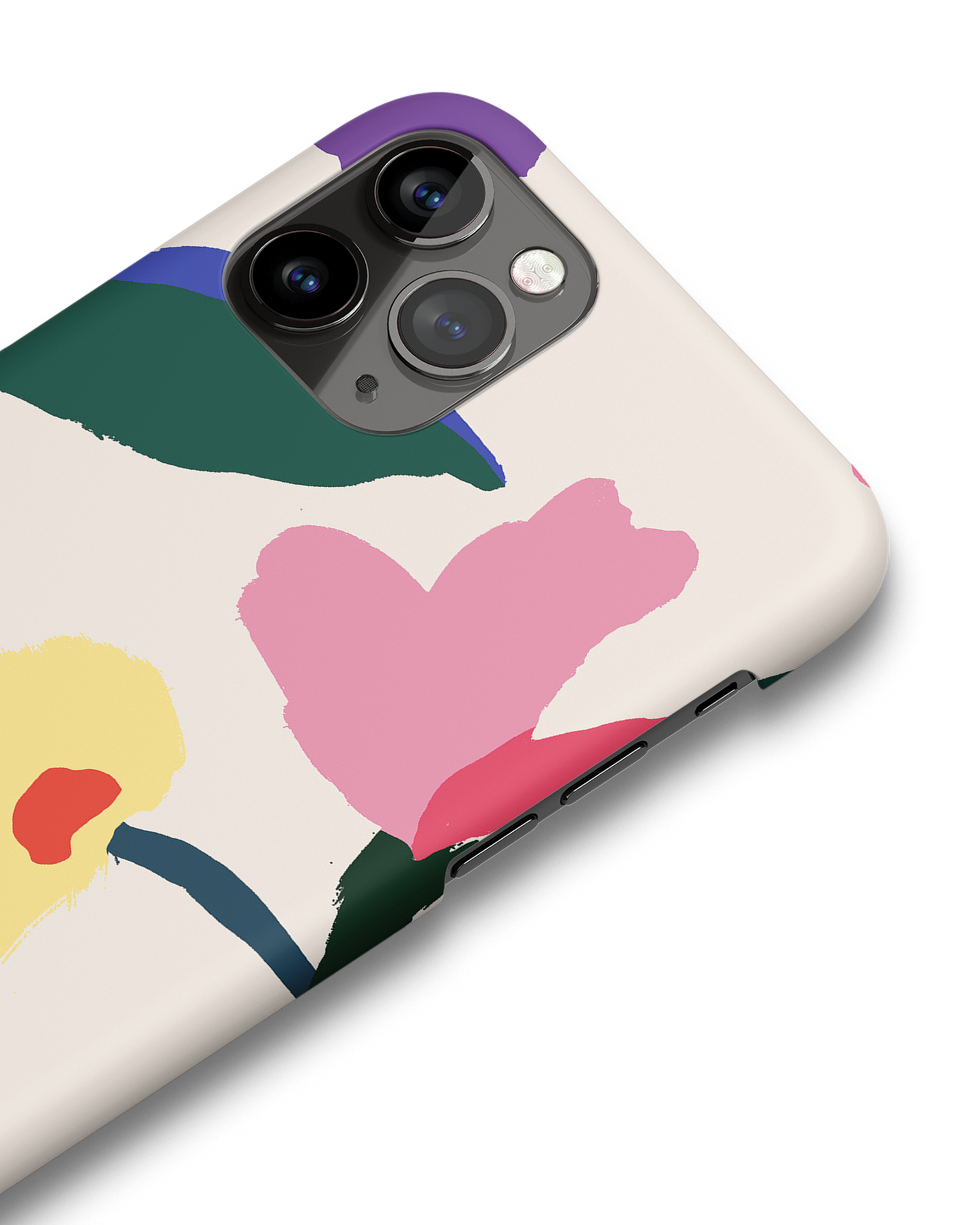 Handpainted Blooms Hard Shell Phone Case Apple iPhone 11 Pro: Detail Shot