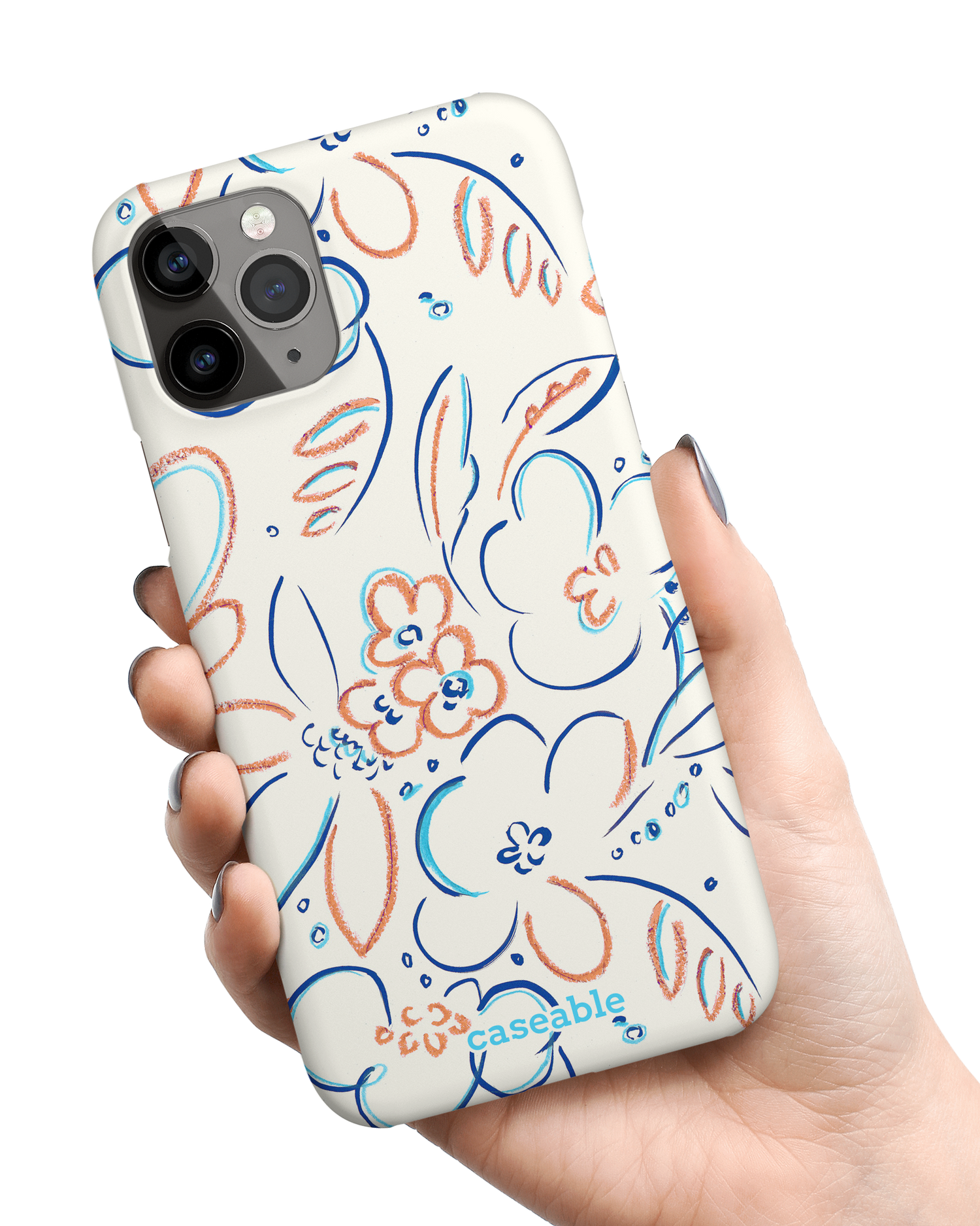 Bloom Doodles Hard Shell Phone Case Apple iPhone 11 Pro held in hand