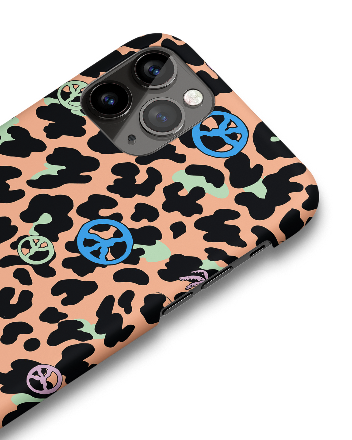 Leopard Peace Palms Hard Shell Phone Case Apple iPhone 11 Pro: Detail Shot