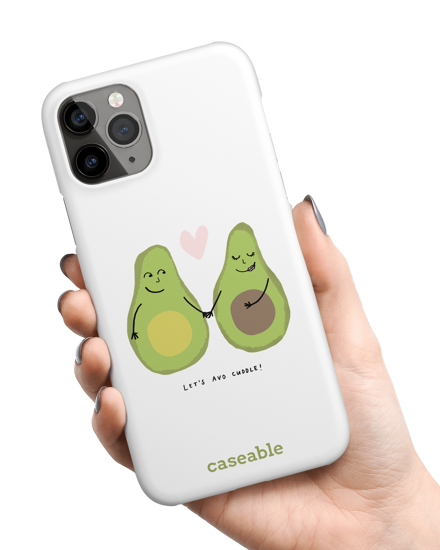 Avocado Hard Shell Phone Case Apple iPhone 11 Pro held in hand