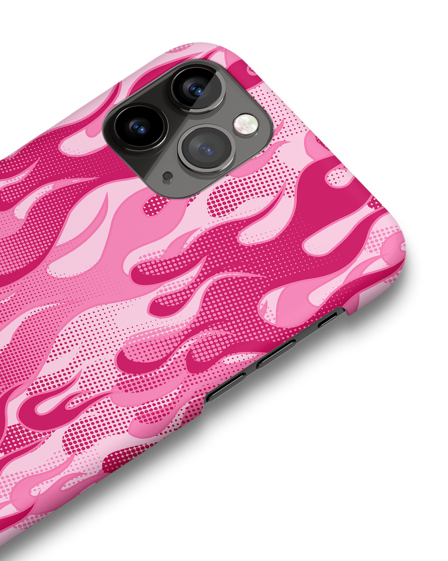 Pink Flames Hard Shell Phone Case Apple iPhone 11 Pro: Detail Shot