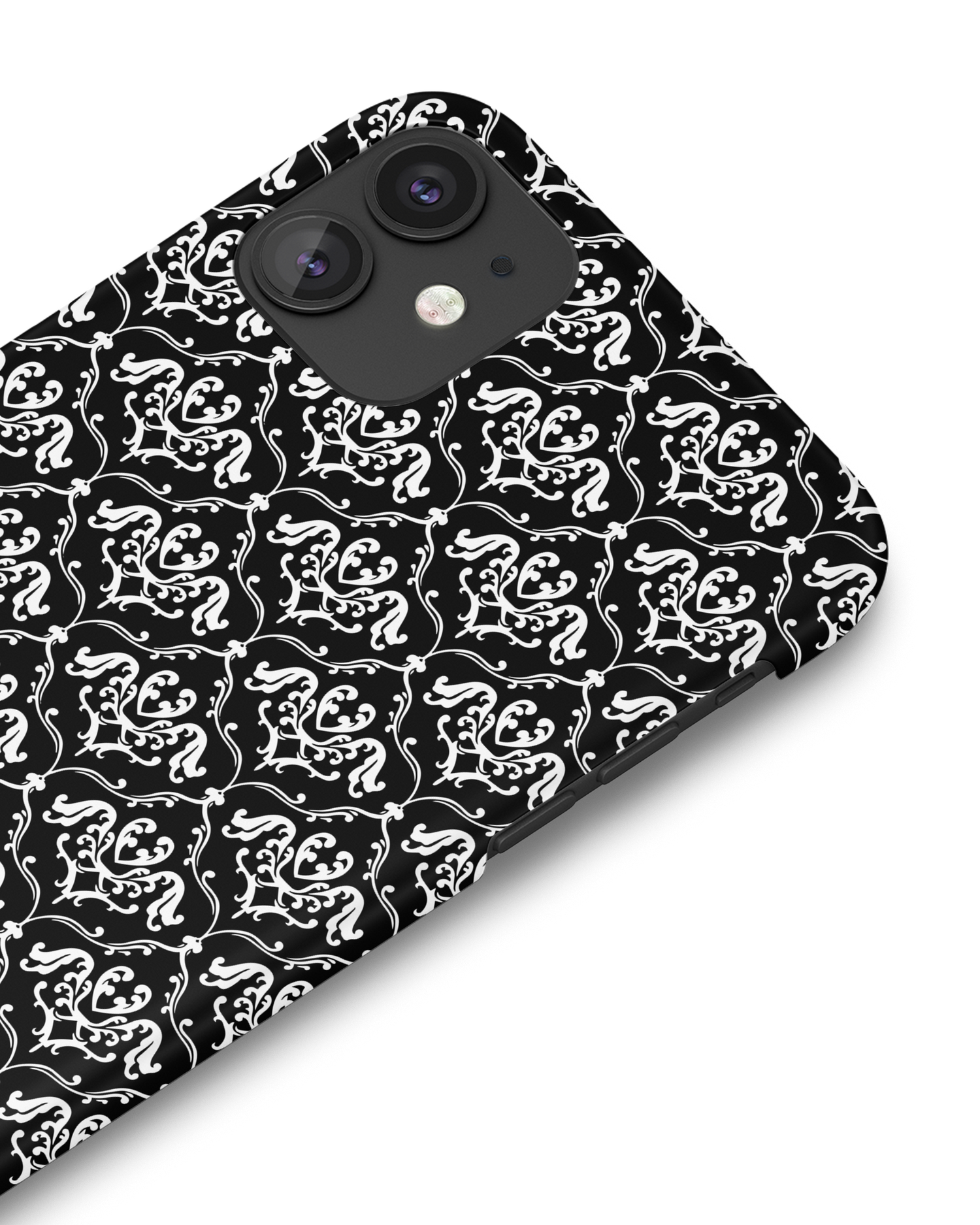 Black French Lillies Hard Shell Phone Case Apple iPhone 11: Detail Shot