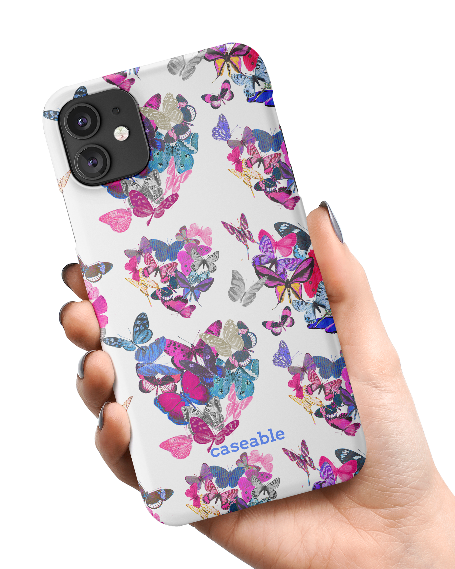 Butterfly Love Hard Shell Phone Case Apple iPhone 11 held in hand
