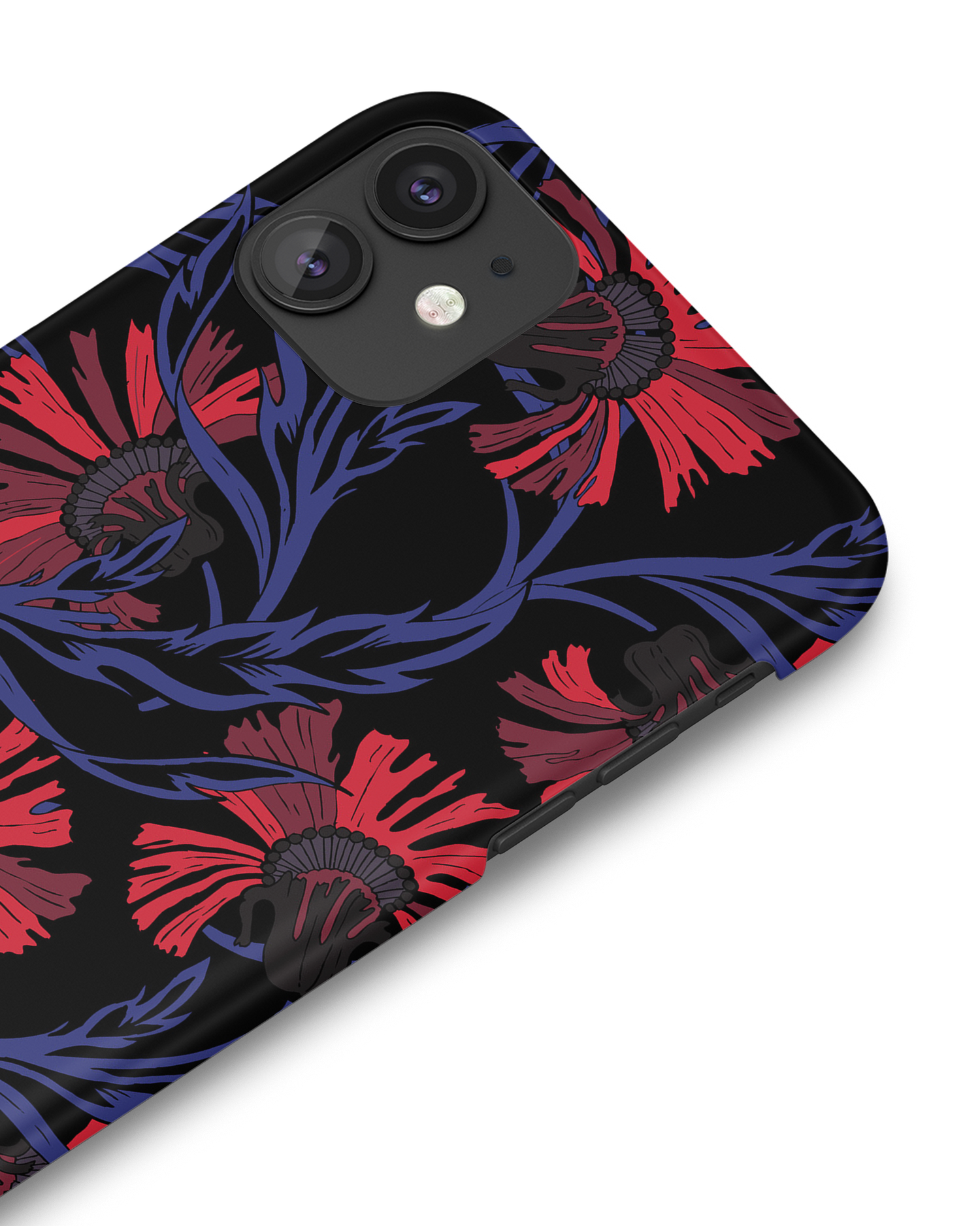 Midnight Floral Hard Shell Phone Case Apple iPhone 11: Detail Shot