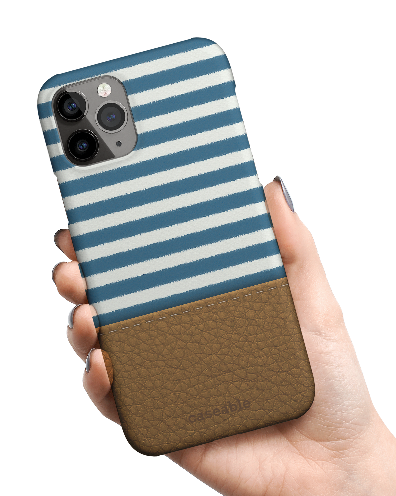 Nautical Hard Shell Phone Case Apple iPhone 11 Pro Max held in hand