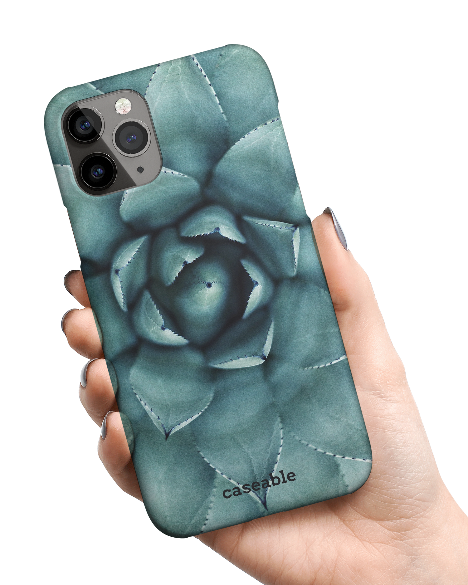 Beautiful Succulent Hard Shell Phone Case Apple iPhone 11 Pro Max held in hand