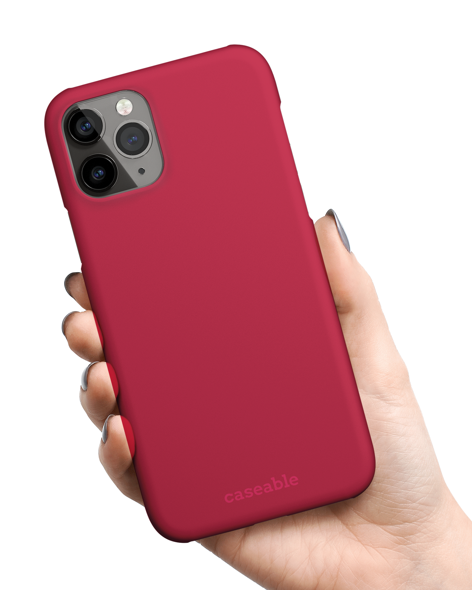 RED Hard Shell Phone Case Apple iPhone 11 Pro Max held in hand