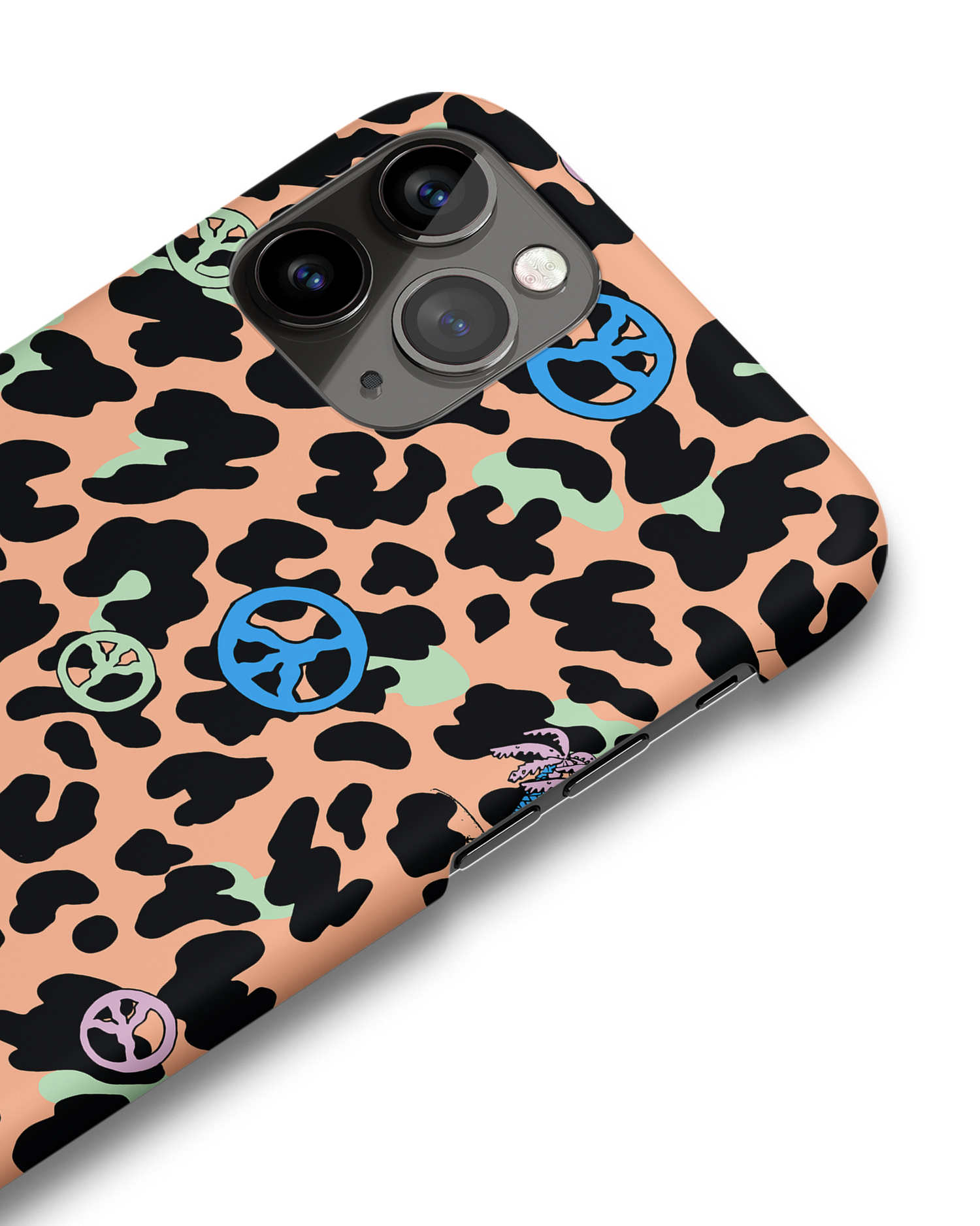 Leopard Peace Palms Hard Shell Phone Case Apple iPhone 11 Pro Max: Detail Shot