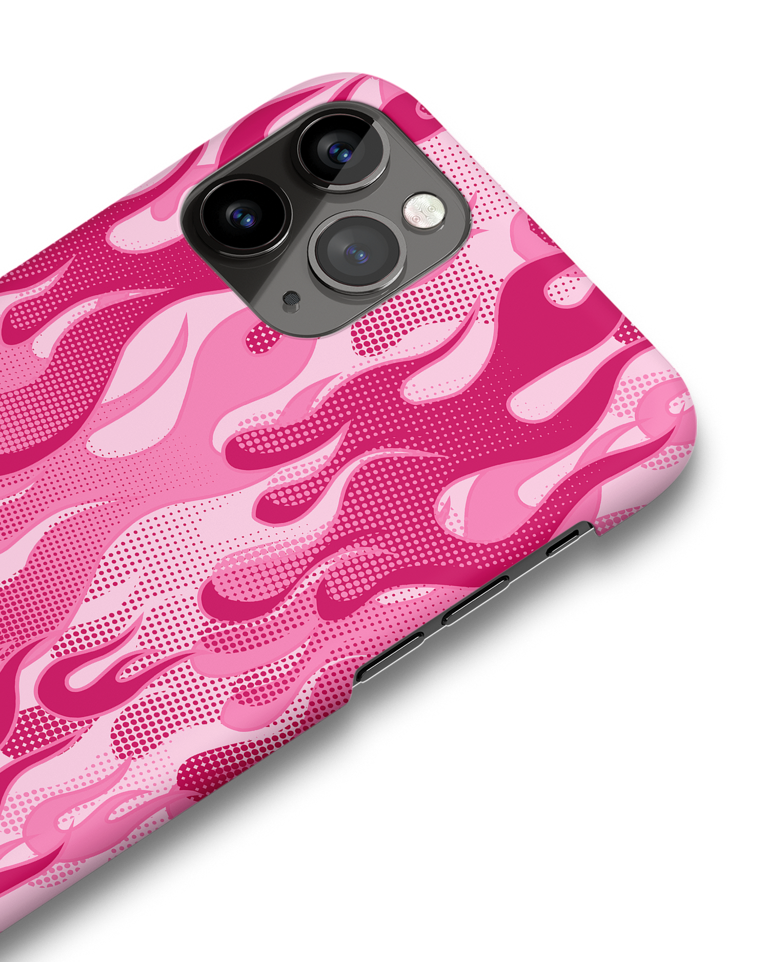 Pink Flames Hard Shell Phone Case Apple iPhone 11 Pro Max: Detail Shot