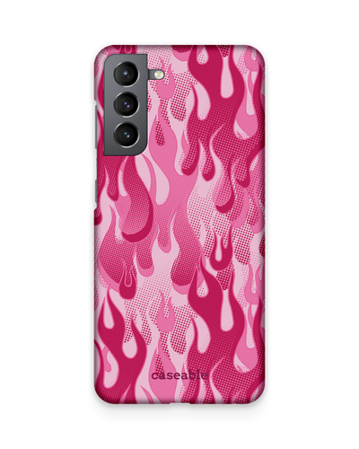Pink Flames Hard Shell Phone Case Samsung Galaxy S21 Plus