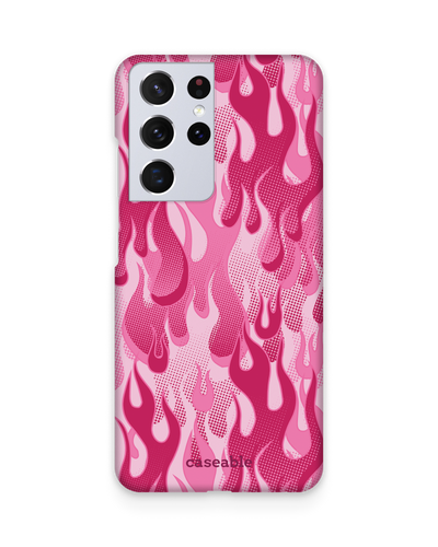 Pink Flames Hard Shell Phone Case Samsung Galaxy S21 Ultra