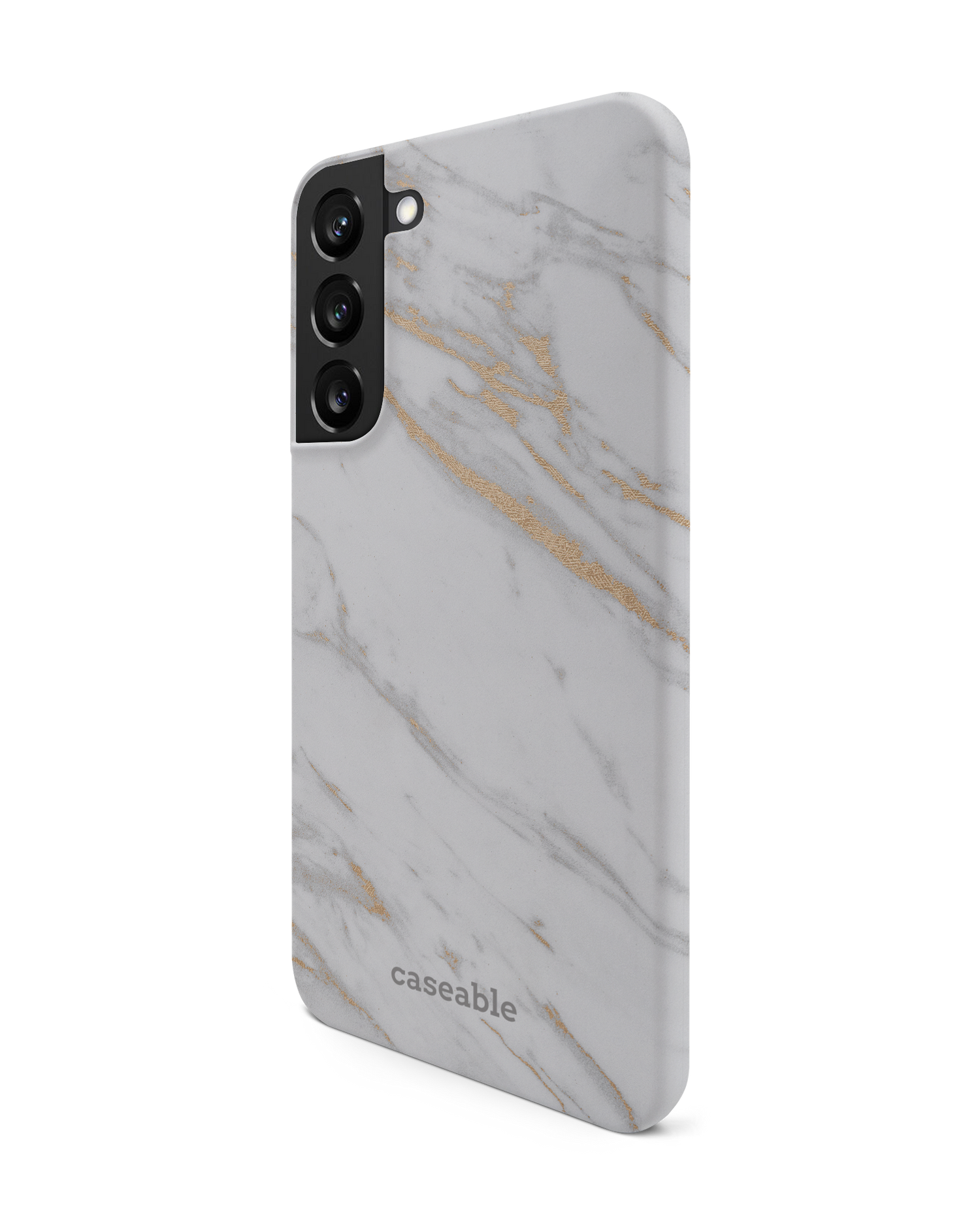 Gold Marble Elegance Hard Shell Phone Case Samsung Galaxy S22 Plus 5G: View from the right side