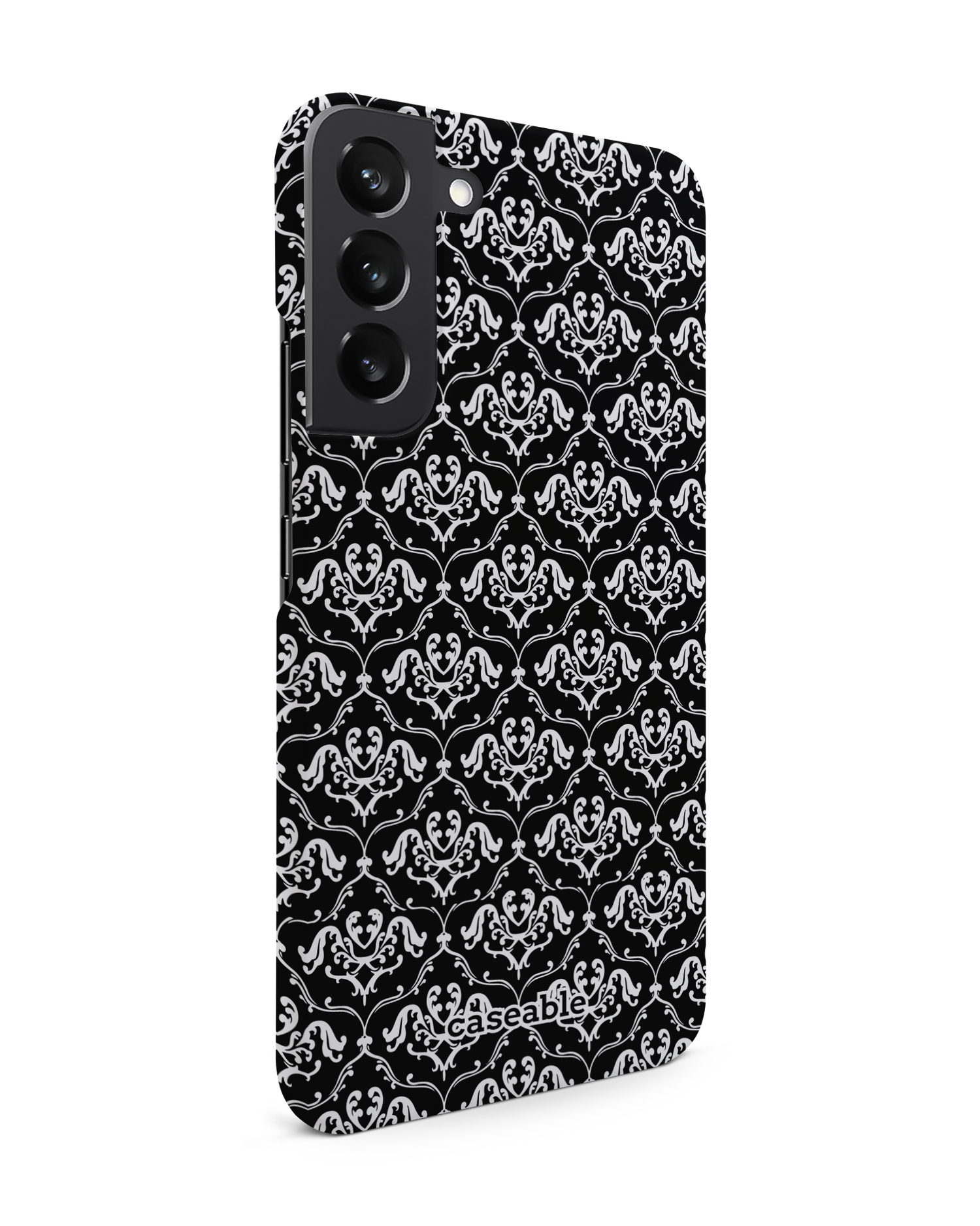 Black French Lillies Hard Shell Phone Case Samsung Galaxy S22 Plus 5G: View from the left side