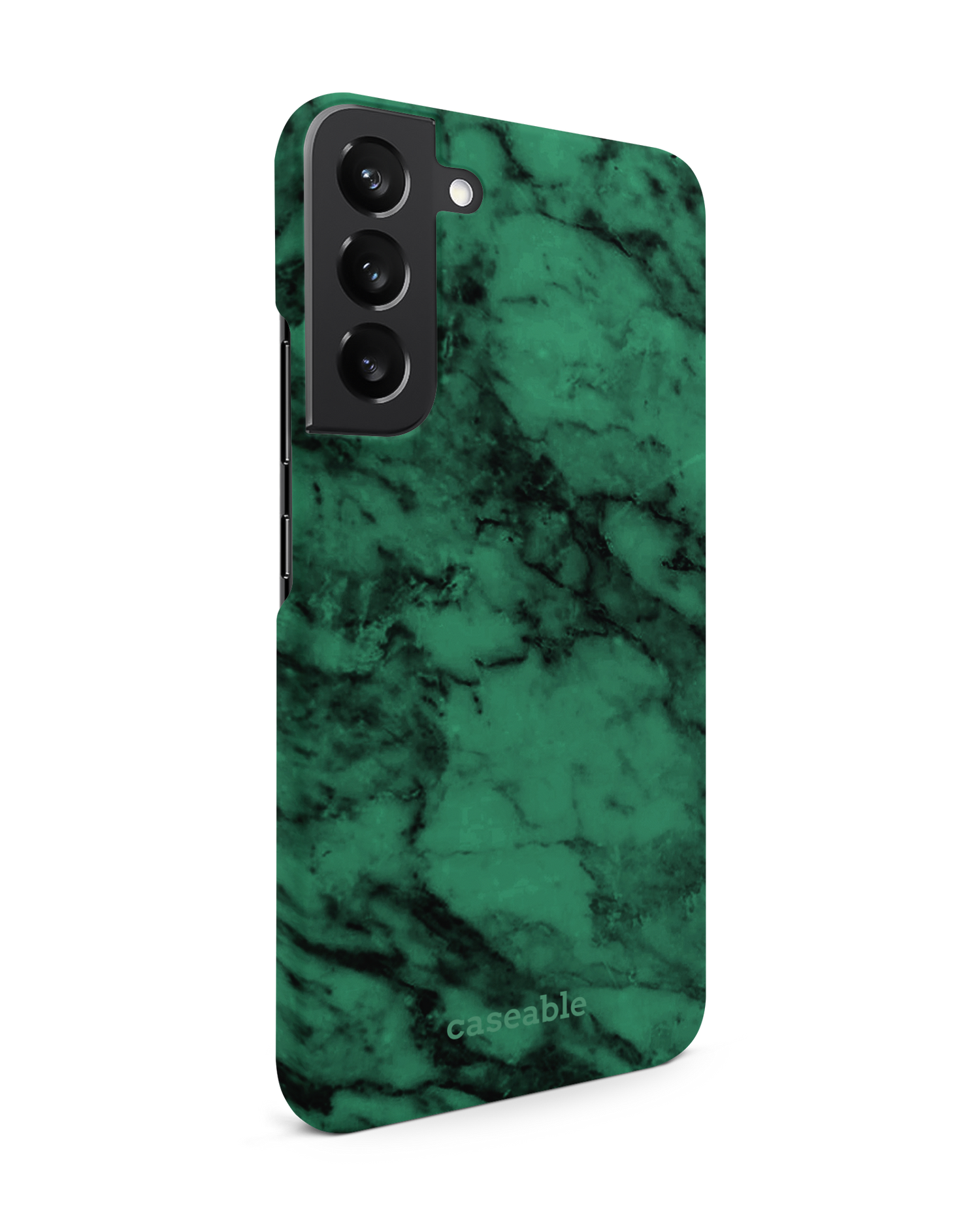 Green Marble Hard Shell Phone Case Samsung Galaxy S22 Plus 5G: View from the left side