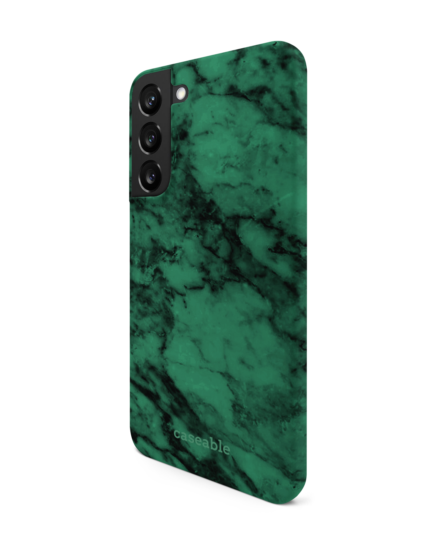 Green Marble Hard Shell Phone Case Samsung Galaxy S22 Plus 5G: View from the right side
