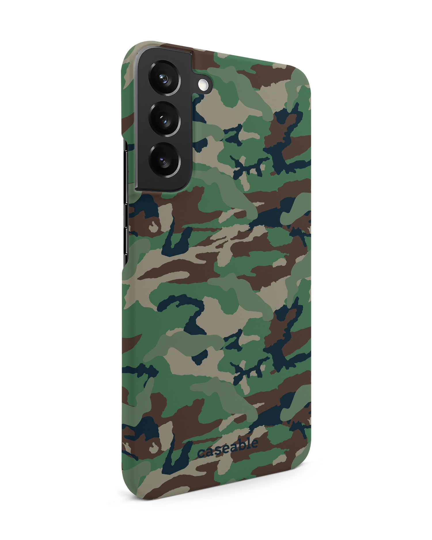 Green and Brown Camo Hard Shell Phone Case Samsung Galaxy S22 Plus 5G: View from the left side