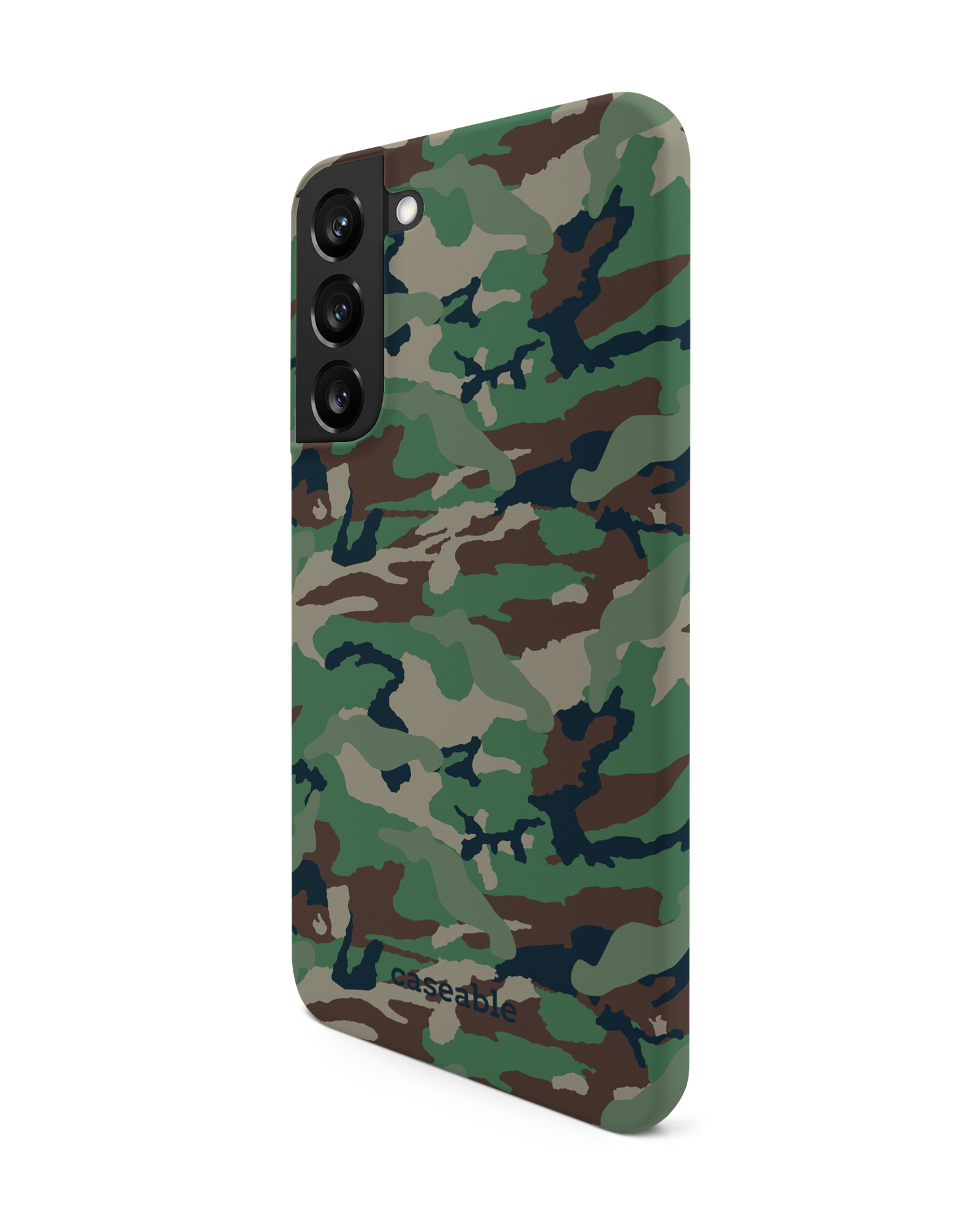 Green and Brown Camo Hard Shell Phone Case Samsung Galaxy S22 Plus 5G: View from the right side