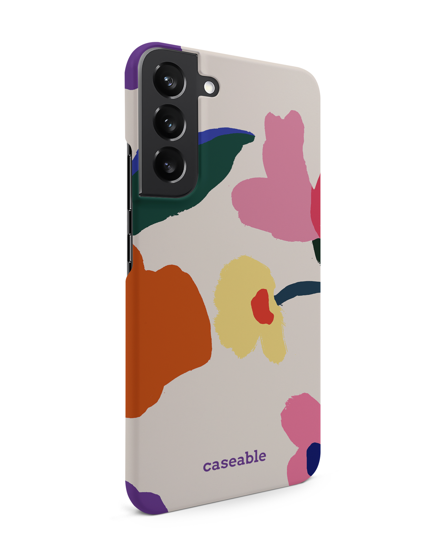 Handpainted Blooms Hard Shell Phone Case Samsung Galaxy S22 Plus 5G: View from the left side