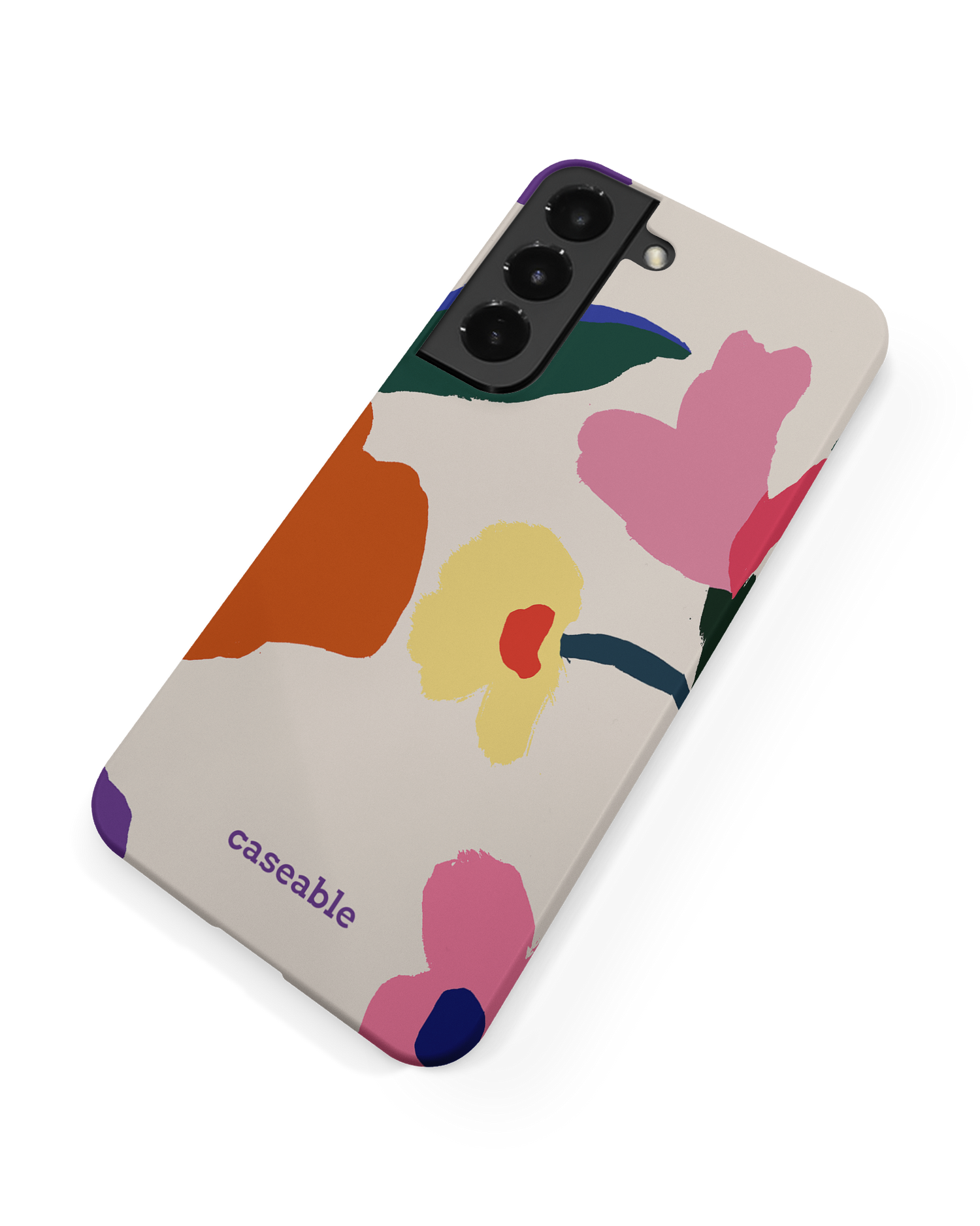 Handpainted Blooms Hard Shell Phone Case Samsung Galaxy S22 Plus 5G: Back View