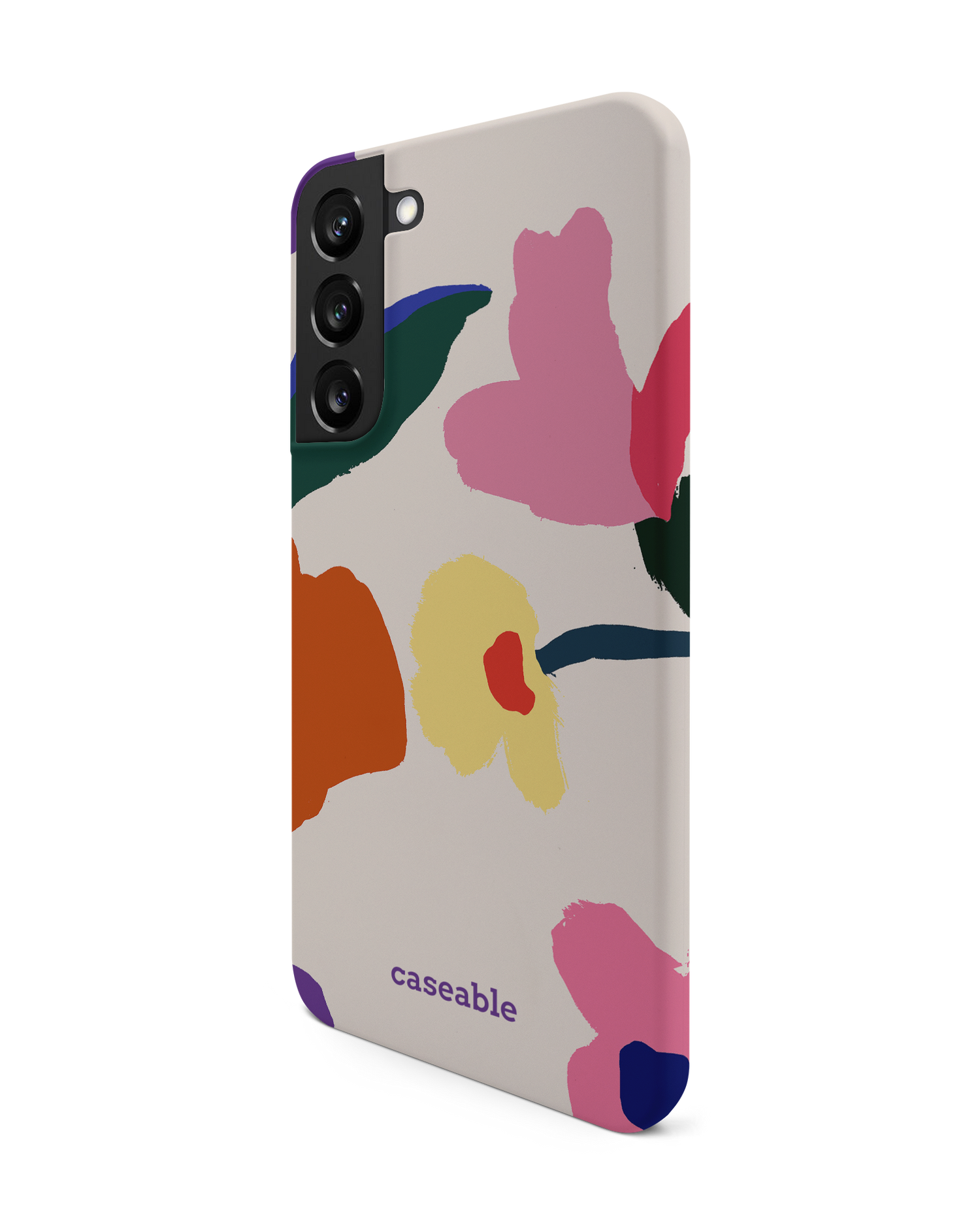 Handpainted Blooms Hard Shell Phone Case Samsung Galaxy S22 Plus 5G: View from the right side