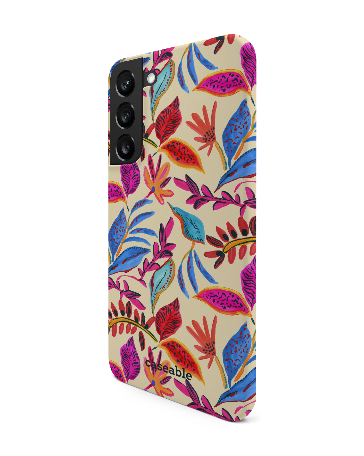 Painterly Spring Leaves Hard Shell Phone Case Samsung Galaxy S22 Plus 5G: View from the right side
