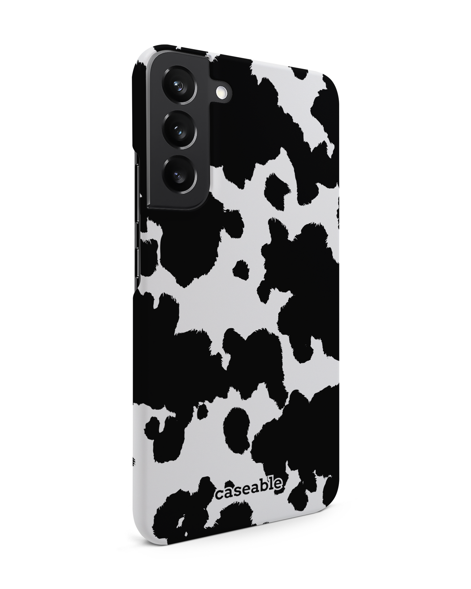 Cow Print Hard Shell Phone Case Samsung Galaxy S22 Plus 5G: View from the left side