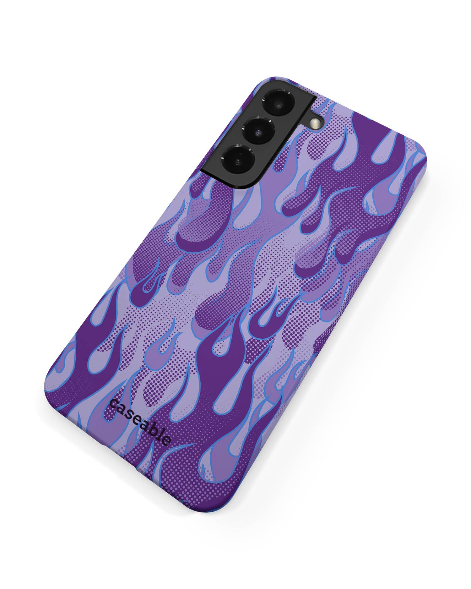 Purple Flames Hard Shell Phone Case Samsung Galaxy S22 Plus 5G: Back View