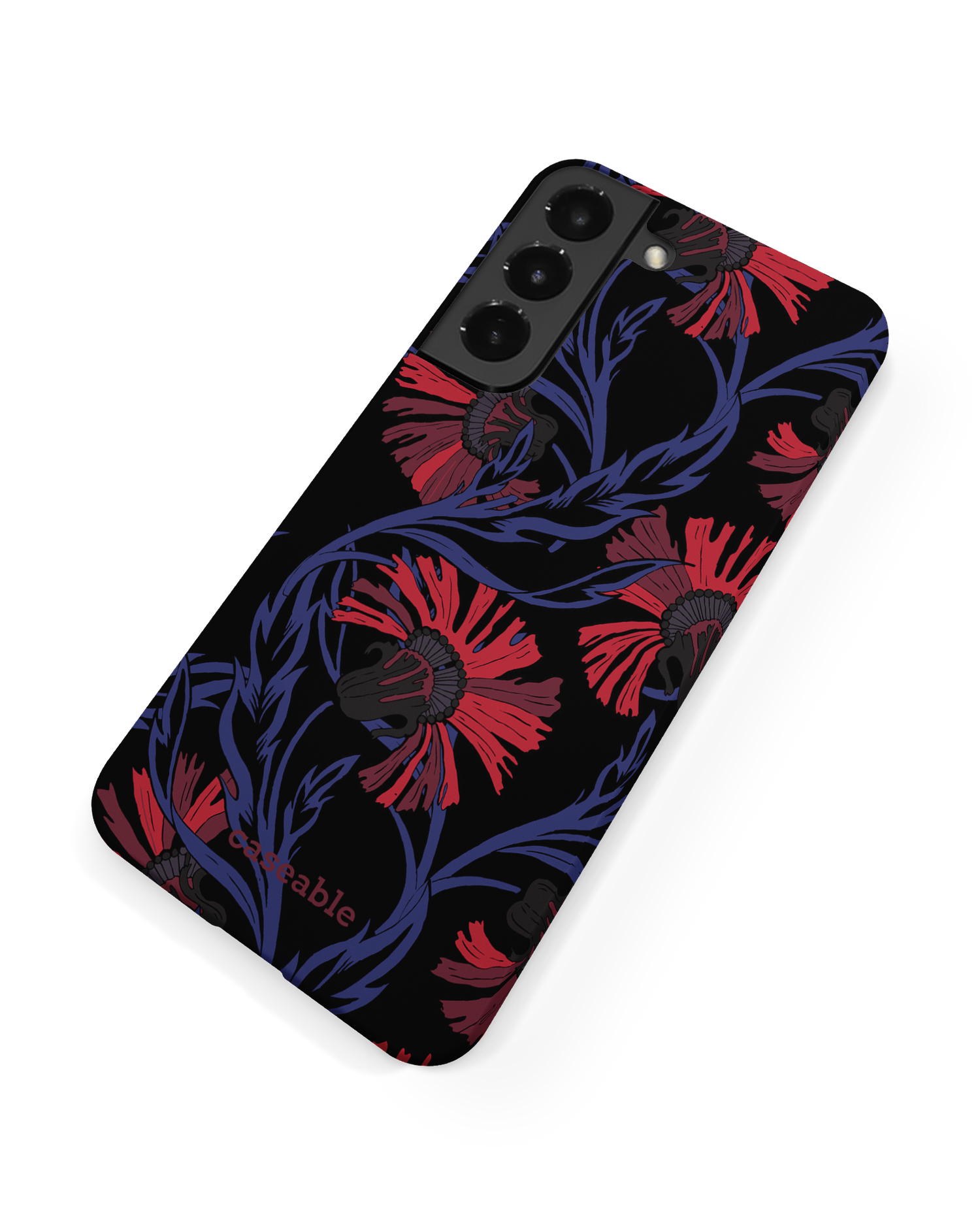 Midnight Floral Hard Shell Phone Case Samsung Galaxy S22 Plus 5G: Back View