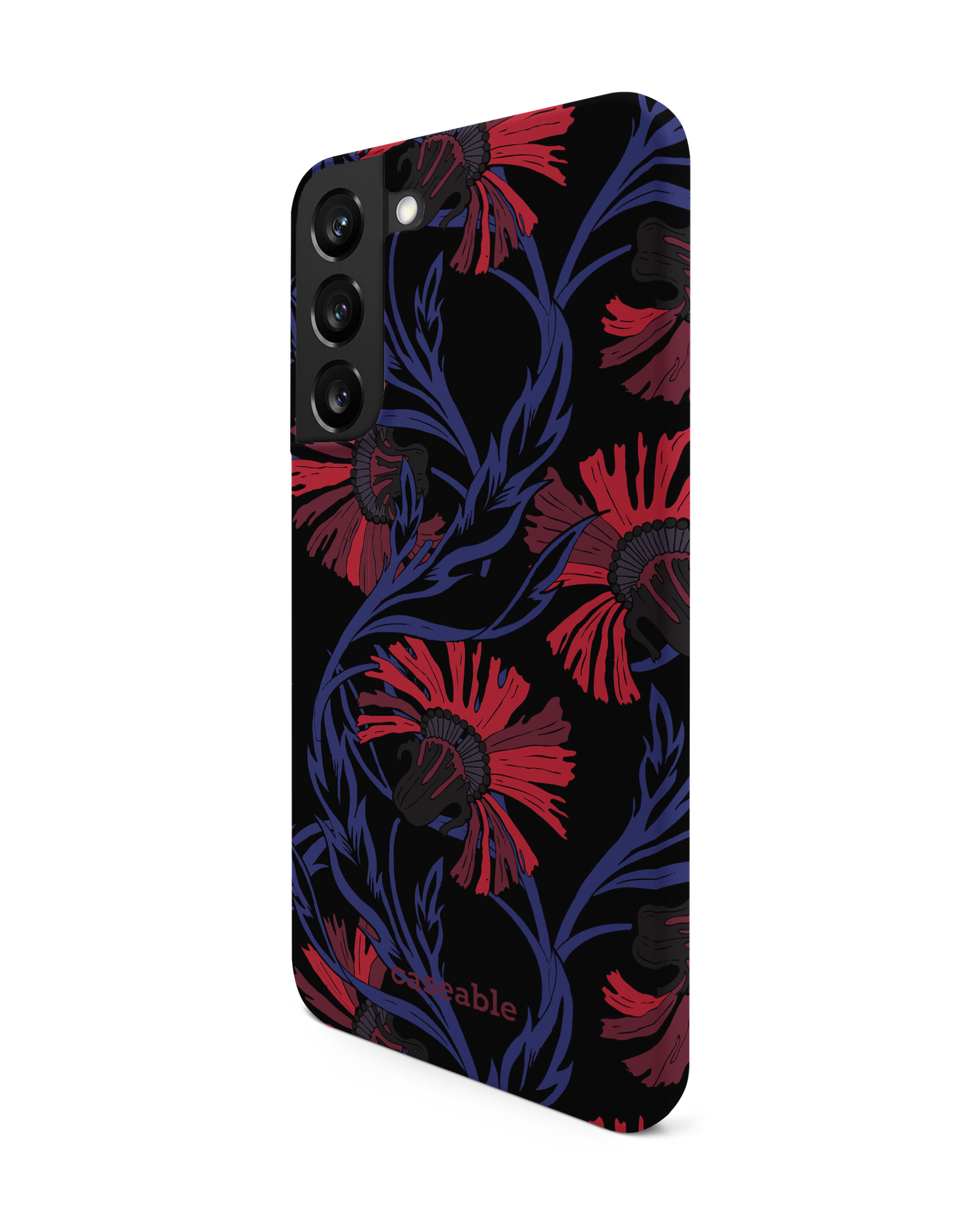 Midnight Floral Hard Shell Phone Case Samsung Galaxy S22 Plus 5G: View from the right side