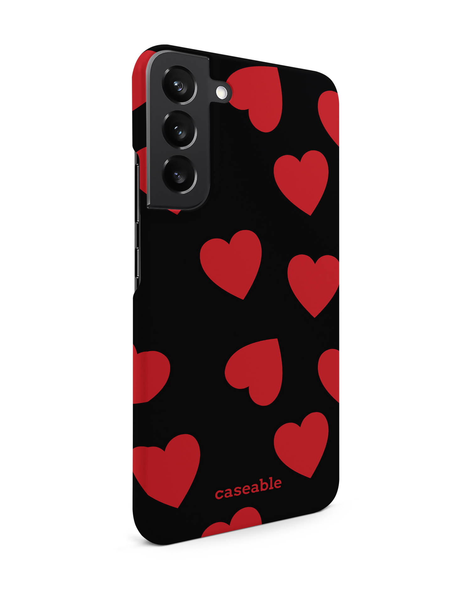 Repeating Hearts Hard Shell Phone Case Samsung Galaxy S22 Plus 5G: View from the left side