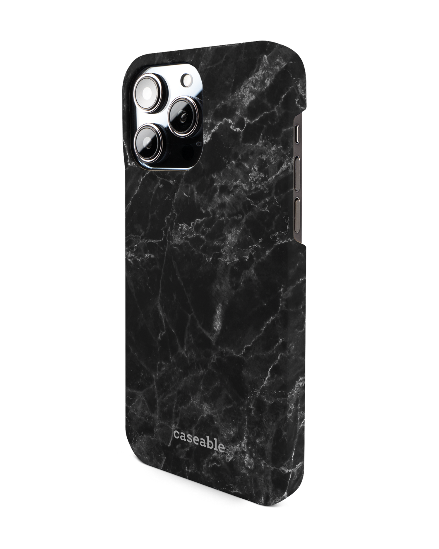 Midnight Marble Hard Shell Phone Case for Apple iPhone 14 Pro Max: View from the right side