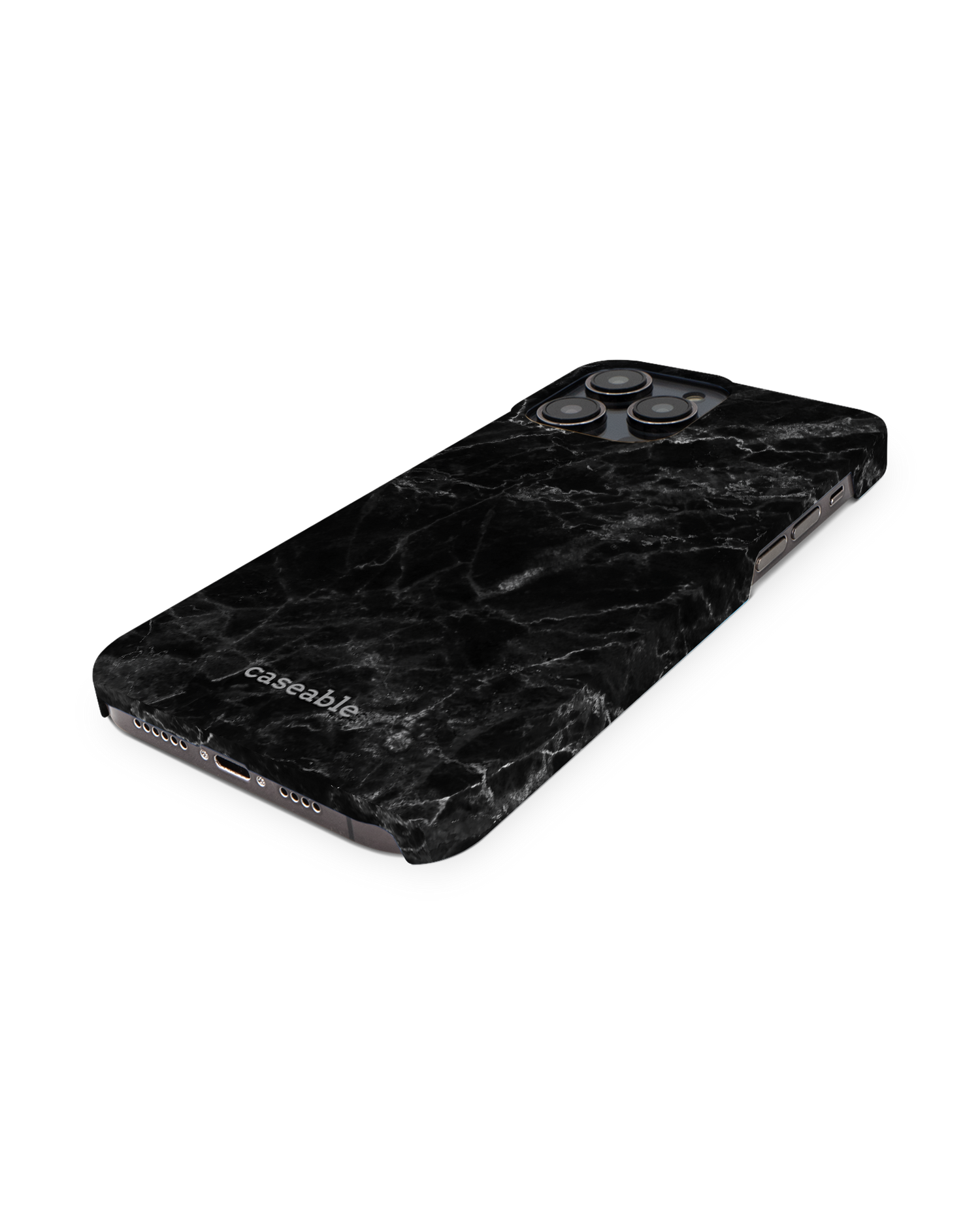 Midnight Marble Hard Shell Phone Case for Apple iPhone 14 Pro Max: Perspective view