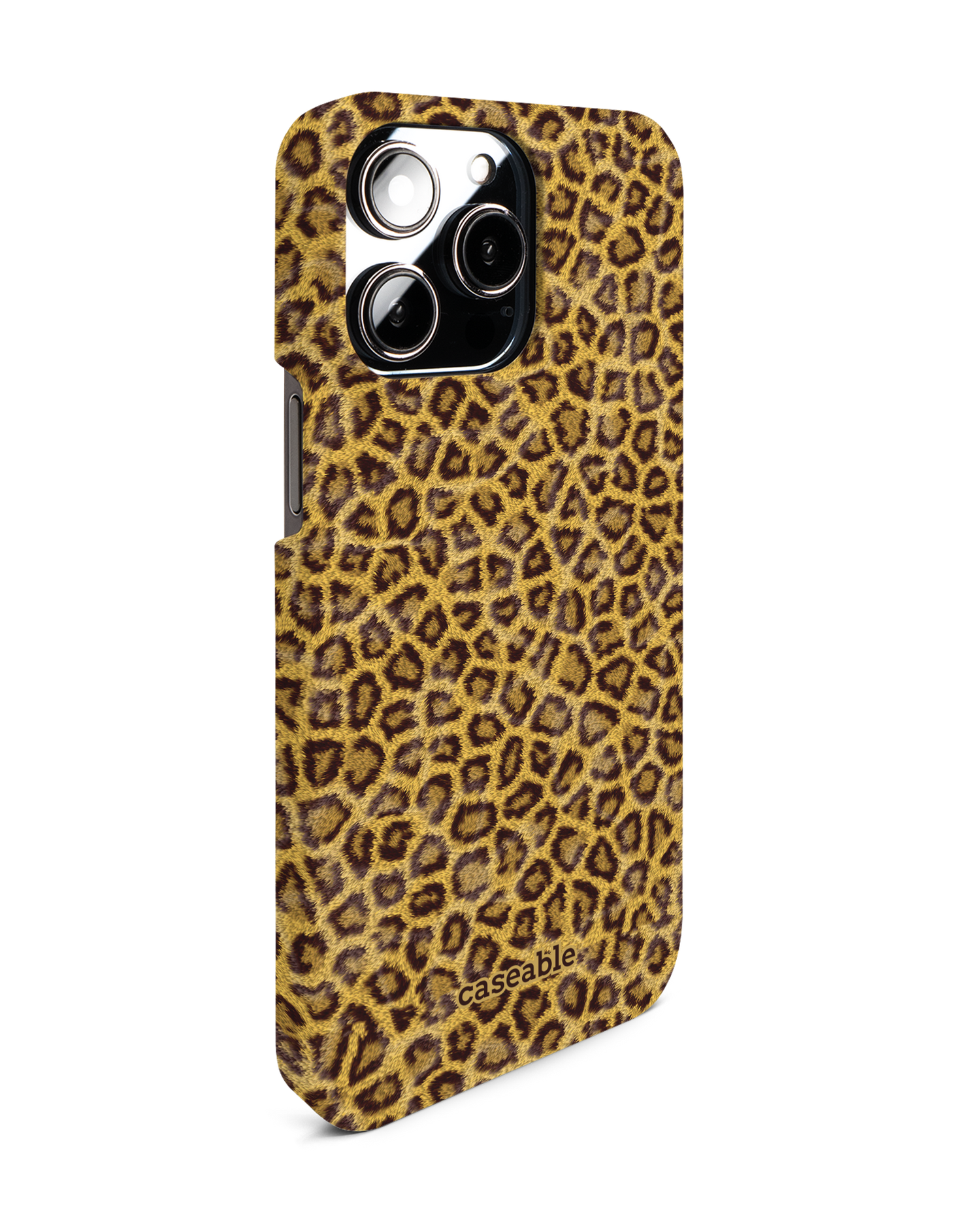 Leopard Skin Hard Shell Phone Case for Apple iPhone 14 Pro Max: View from the left side