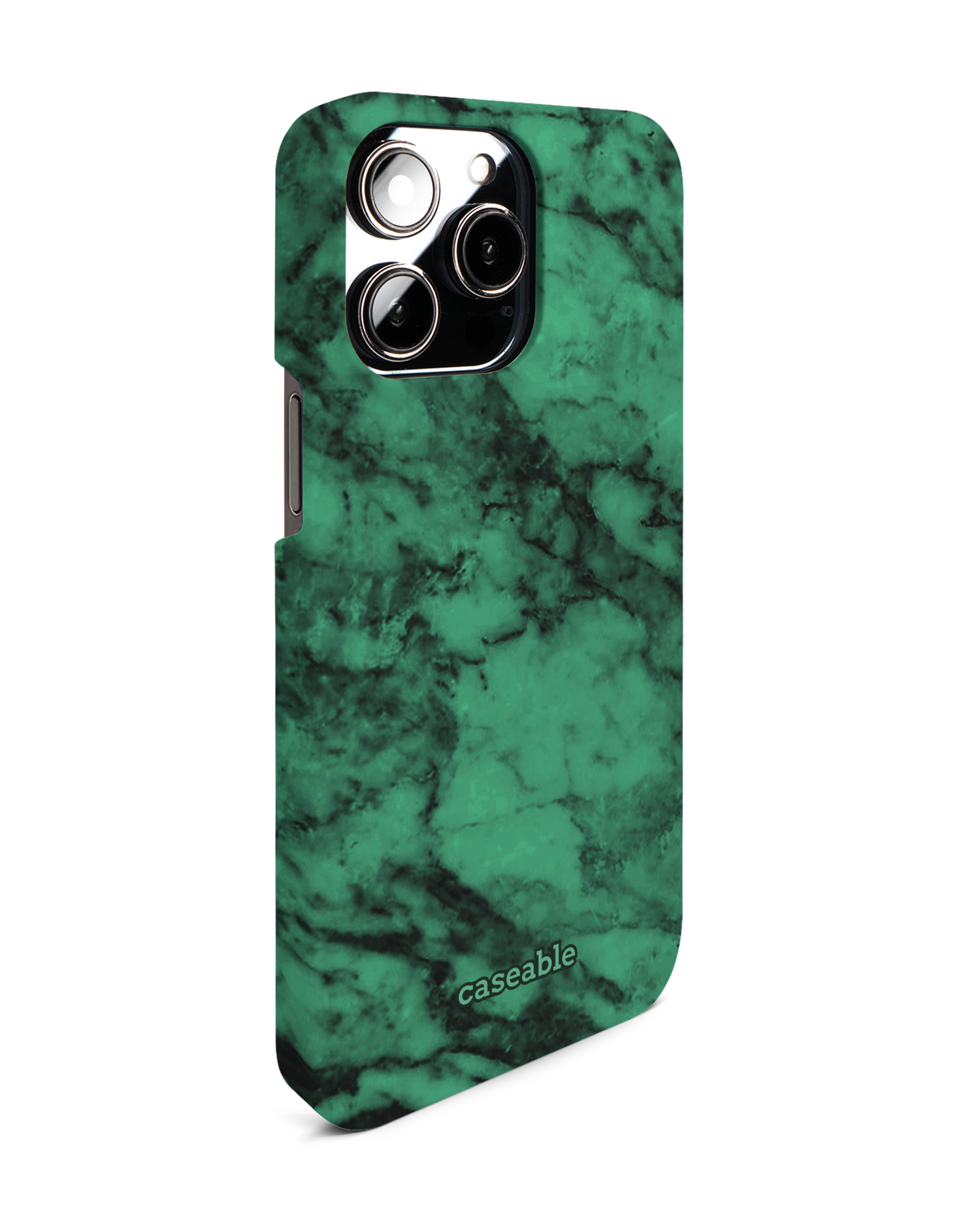 Green Marble Hard Shell Phone Case for Apple iPhone 14 Pro Max: View from the left side