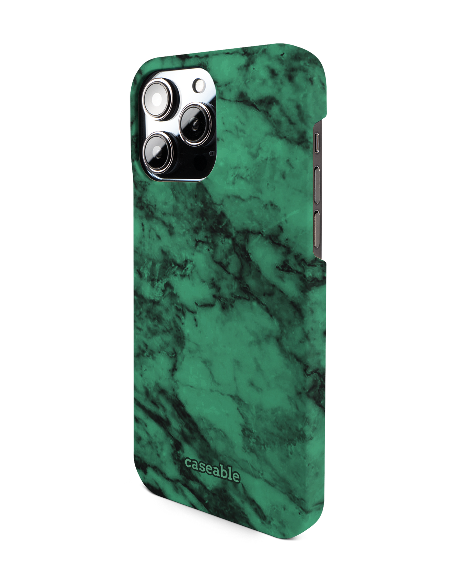 Green Marble Hard Shell Phone Case for Apple iPhone 14 Pro Max: View from the right side