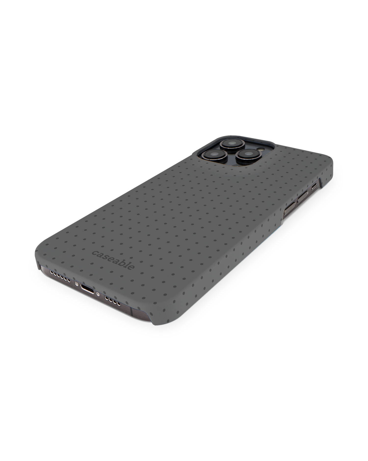 Dot Grid Grey Hard Shell Phone Case for Apple iPhone 14 Pro Max: Perspective view