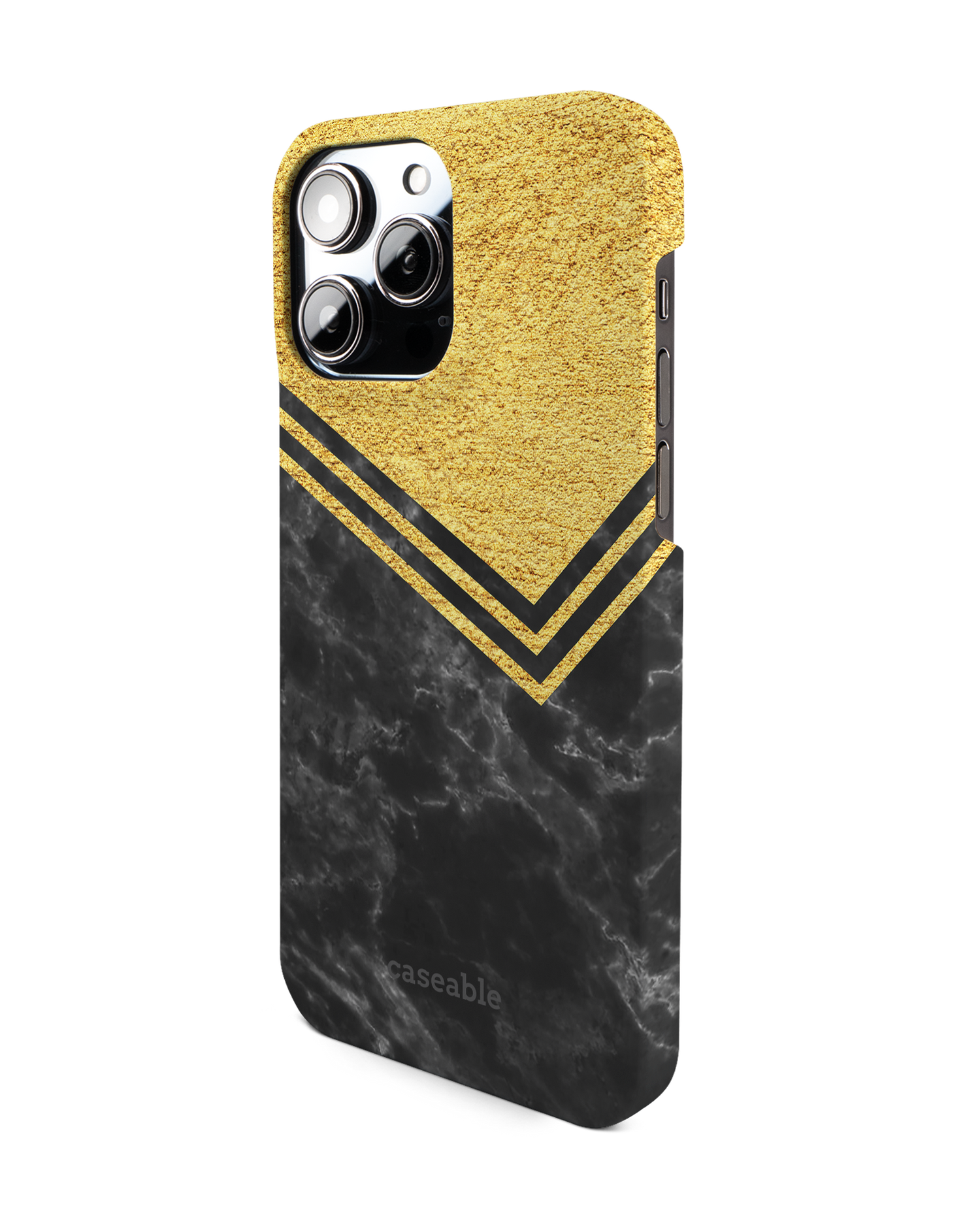 Gold Marble Hard Shell Phone Case for Apple iPhone 14 Pro Max: View from the right side