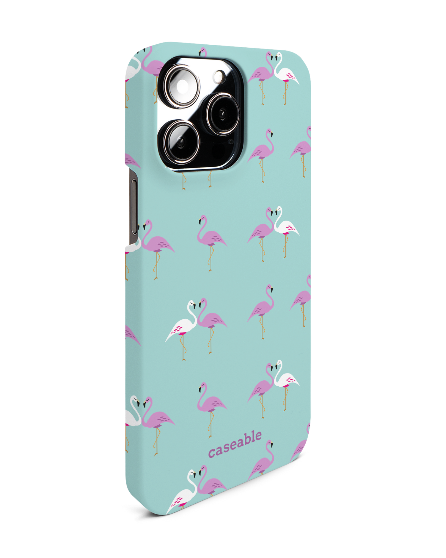Two Flamingos Hard Shell Phone Case for Apple iPhone 14 Pro Max: View from the left side