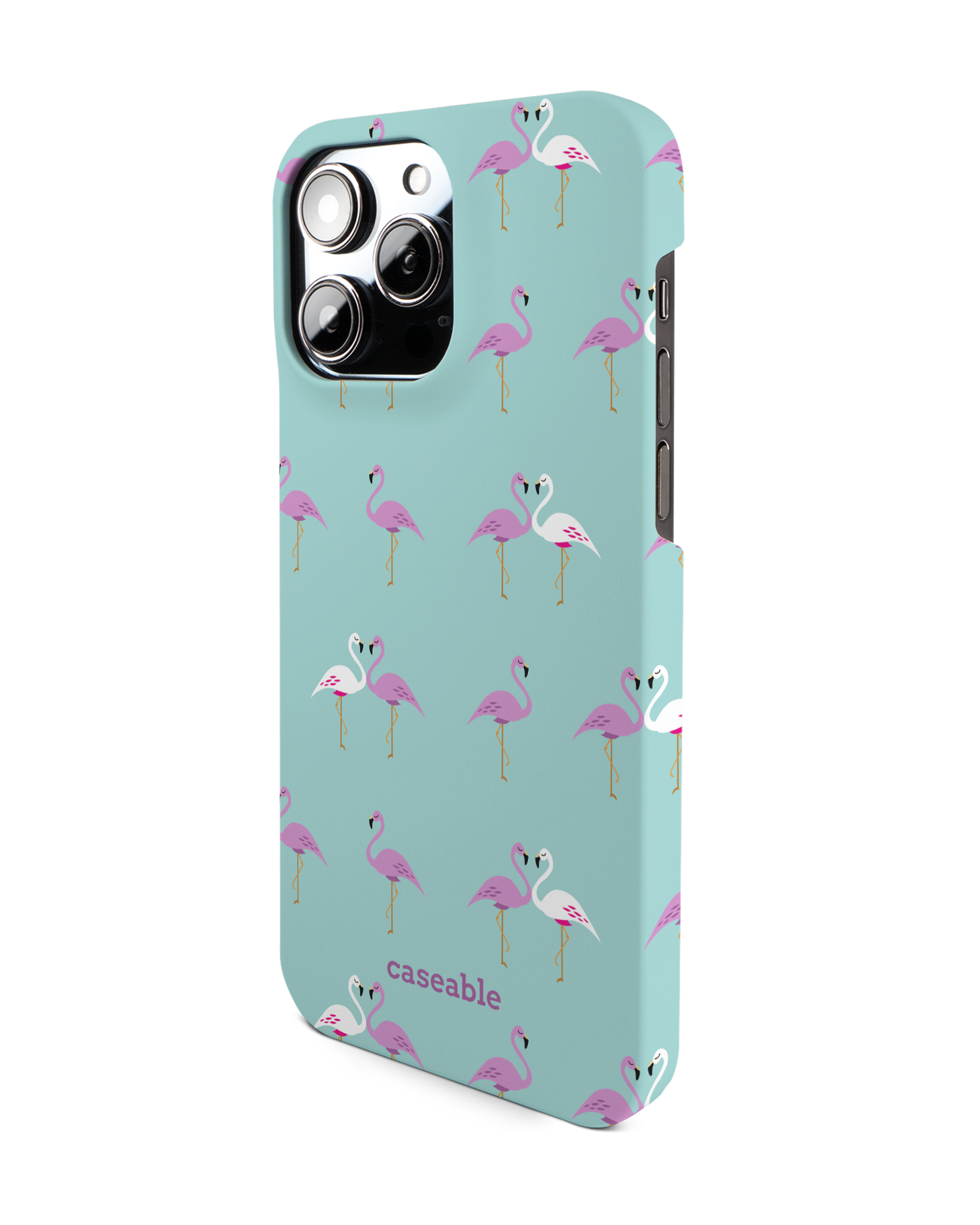 Two Flamingos Hard Shell Phone Case for Apple iPhone 14 Pro Max: View from the right side