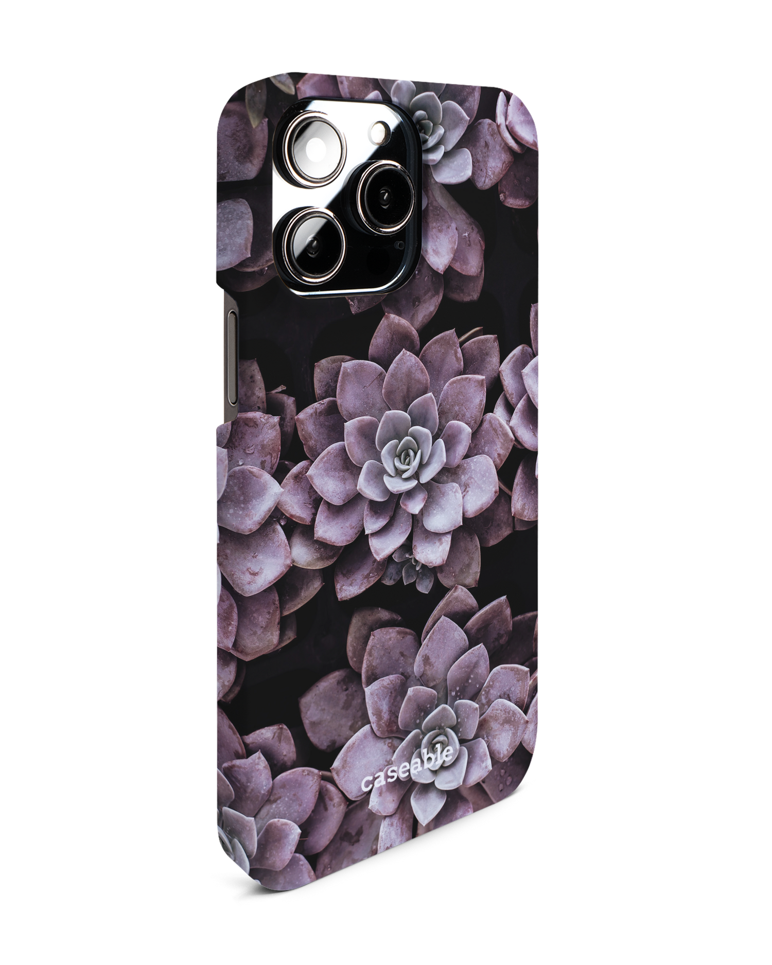 Purple Succulents Hard Shell Phone Case for Apple iPhone 14 Pro Max: View from the left side