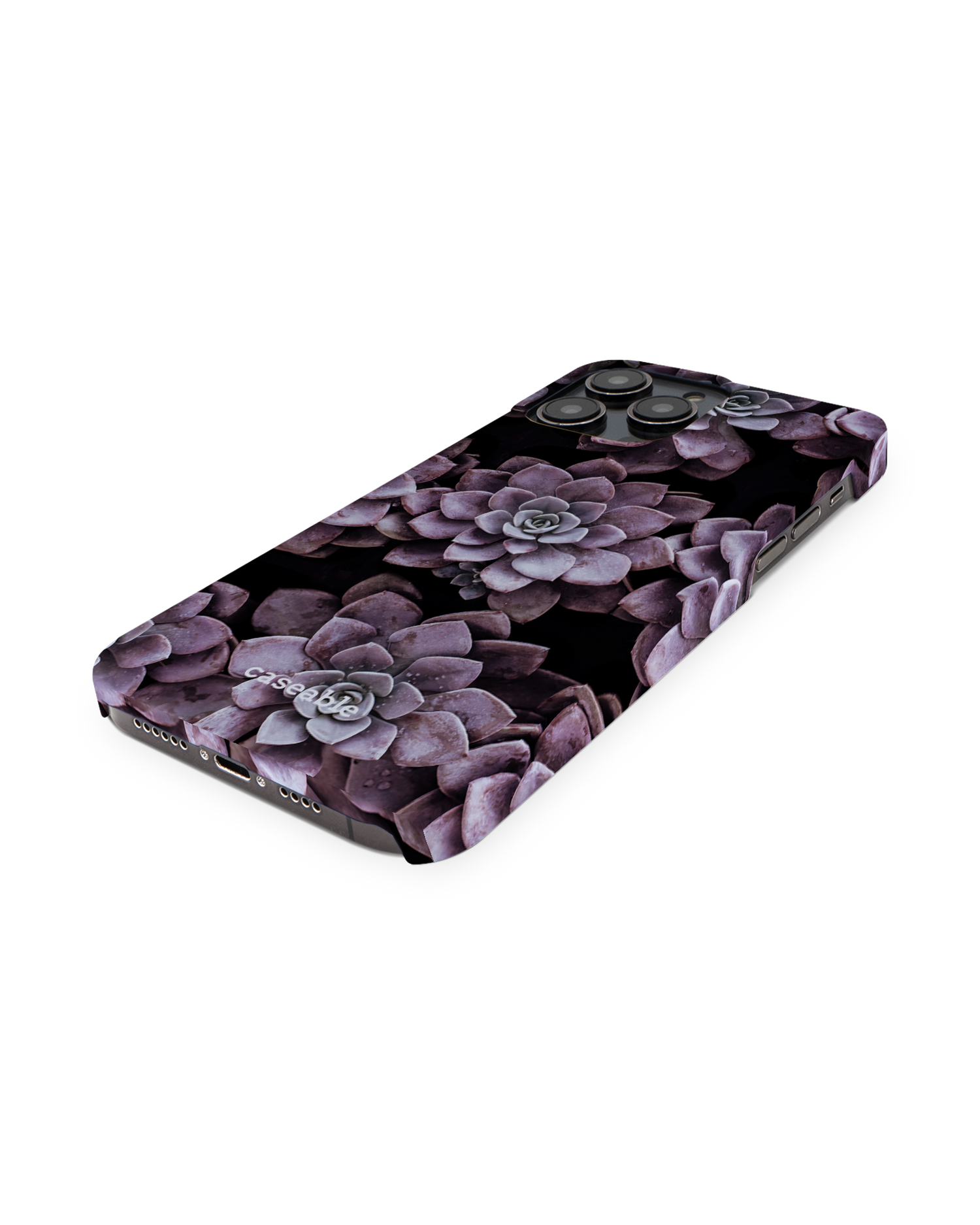 Purple Succulents Hard Shell Phone Case for Apple iPhone 14 Pro Max: View from the right side