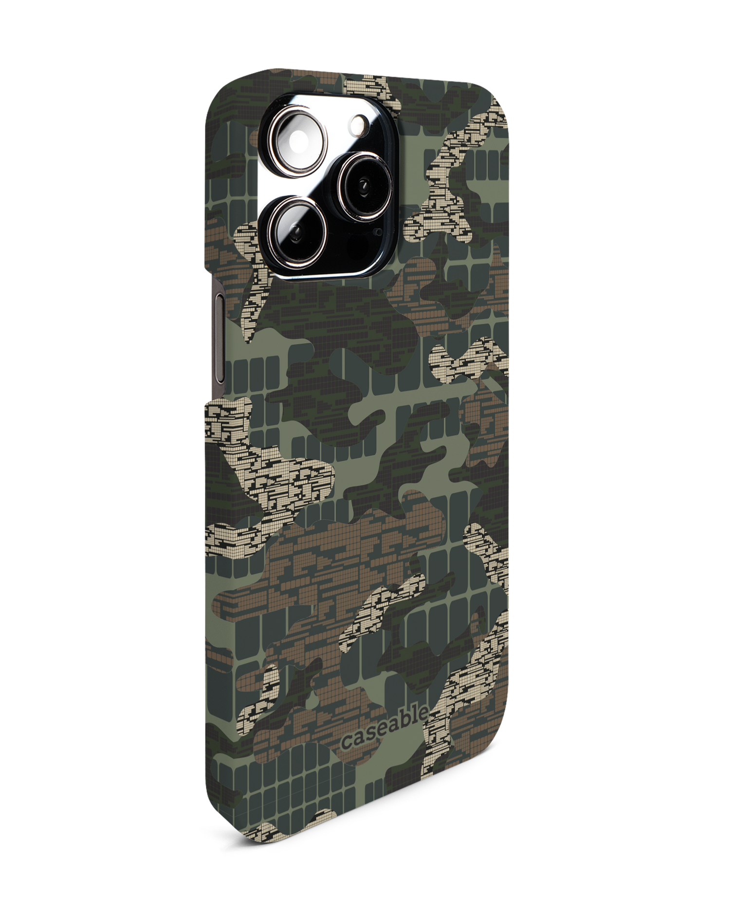 Green Camo Mix Hard Shell Phone Case for Apple iPhone 14 Pro Max: View from the left side