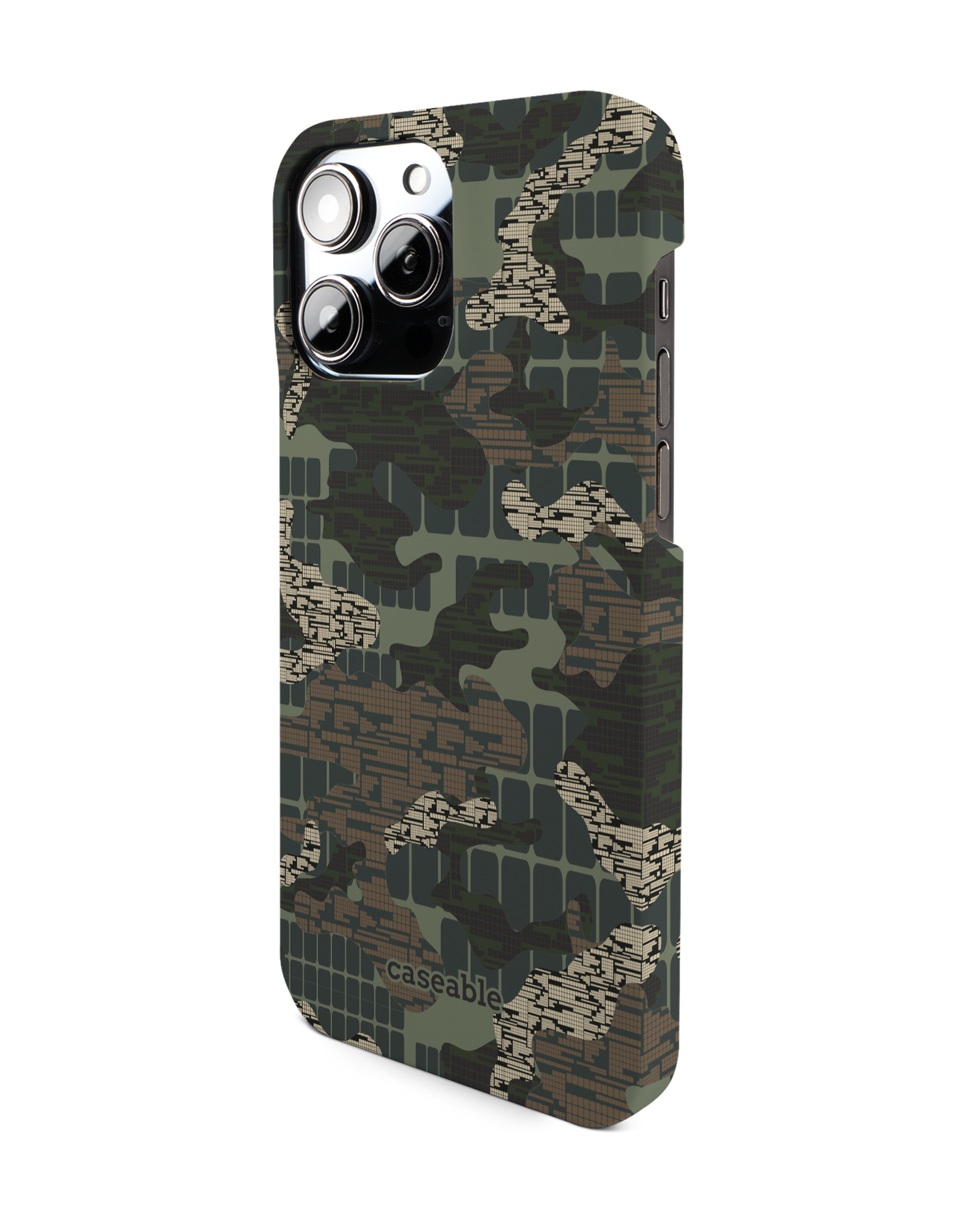 Green Camo Mix Hard Shell Phone Case for Apple iPhone 14 Pro Max: View from the right side
